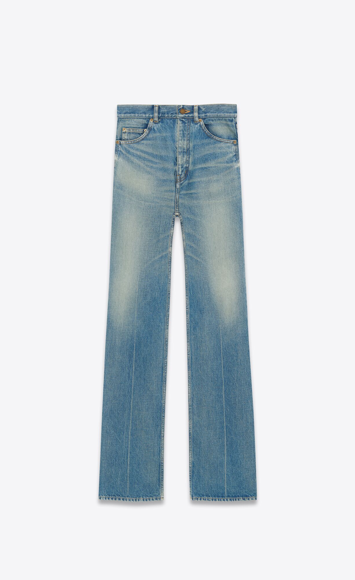 YSL 70\'s Flared Jeans In Medium Blue Denim Authentic Medium Blue | REVNZ0192