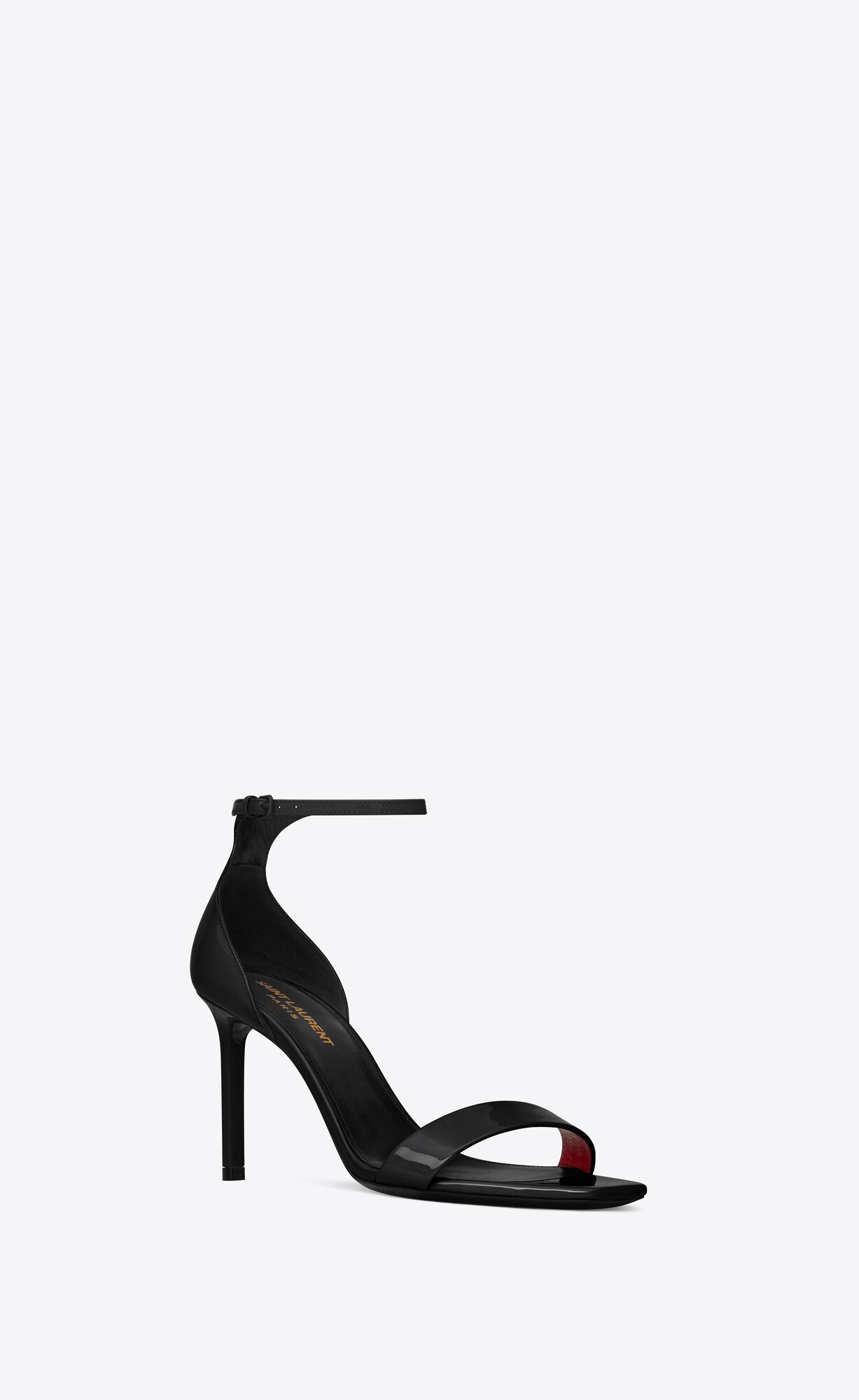 YSL Amber Sandals In Patent Leather Black | INQWK3827