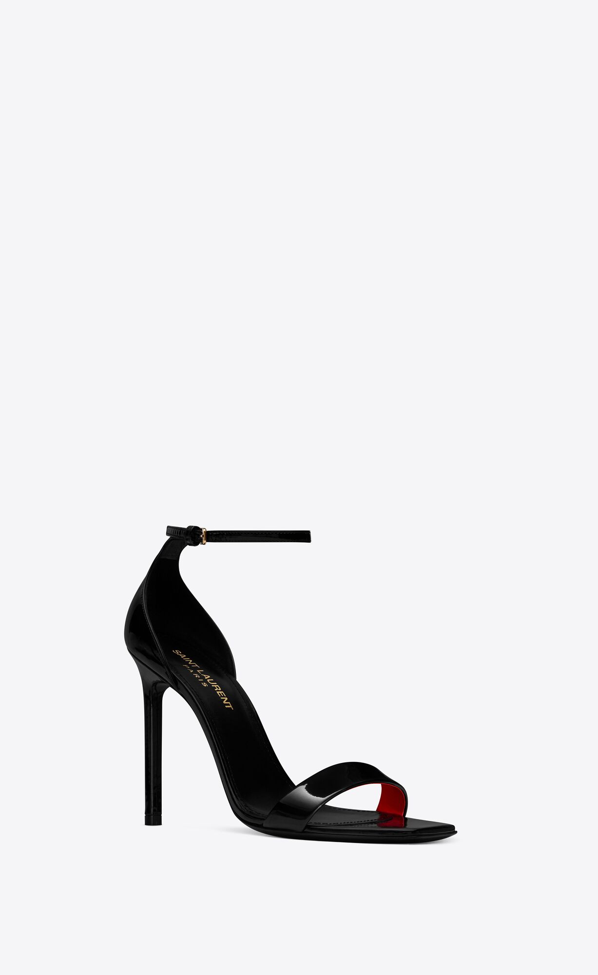 YSL Amber Sandals In Patent Leather Black | KWGLD3194