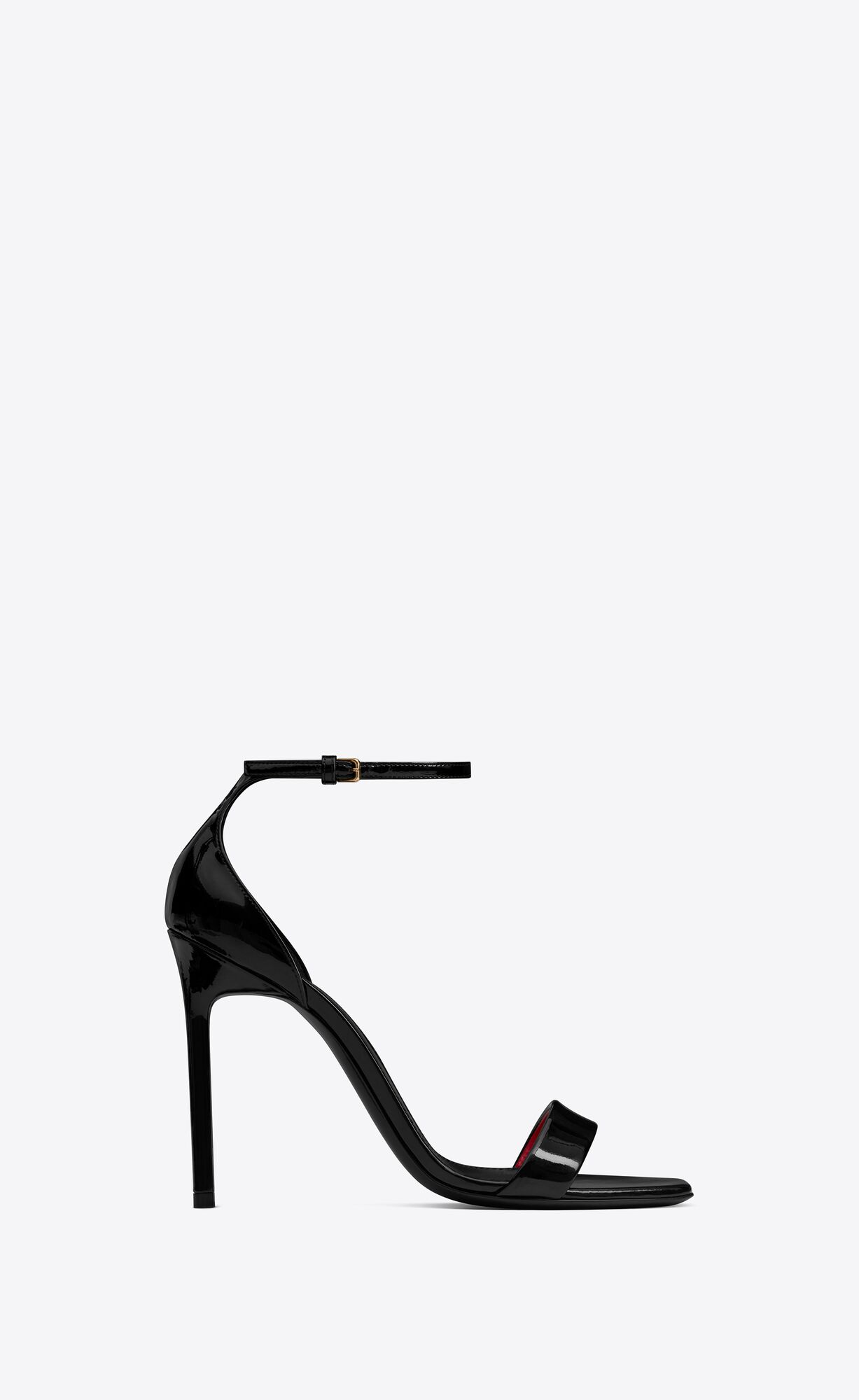 YSL Amber Sandals In Patent Leather Black | KWGLD3194