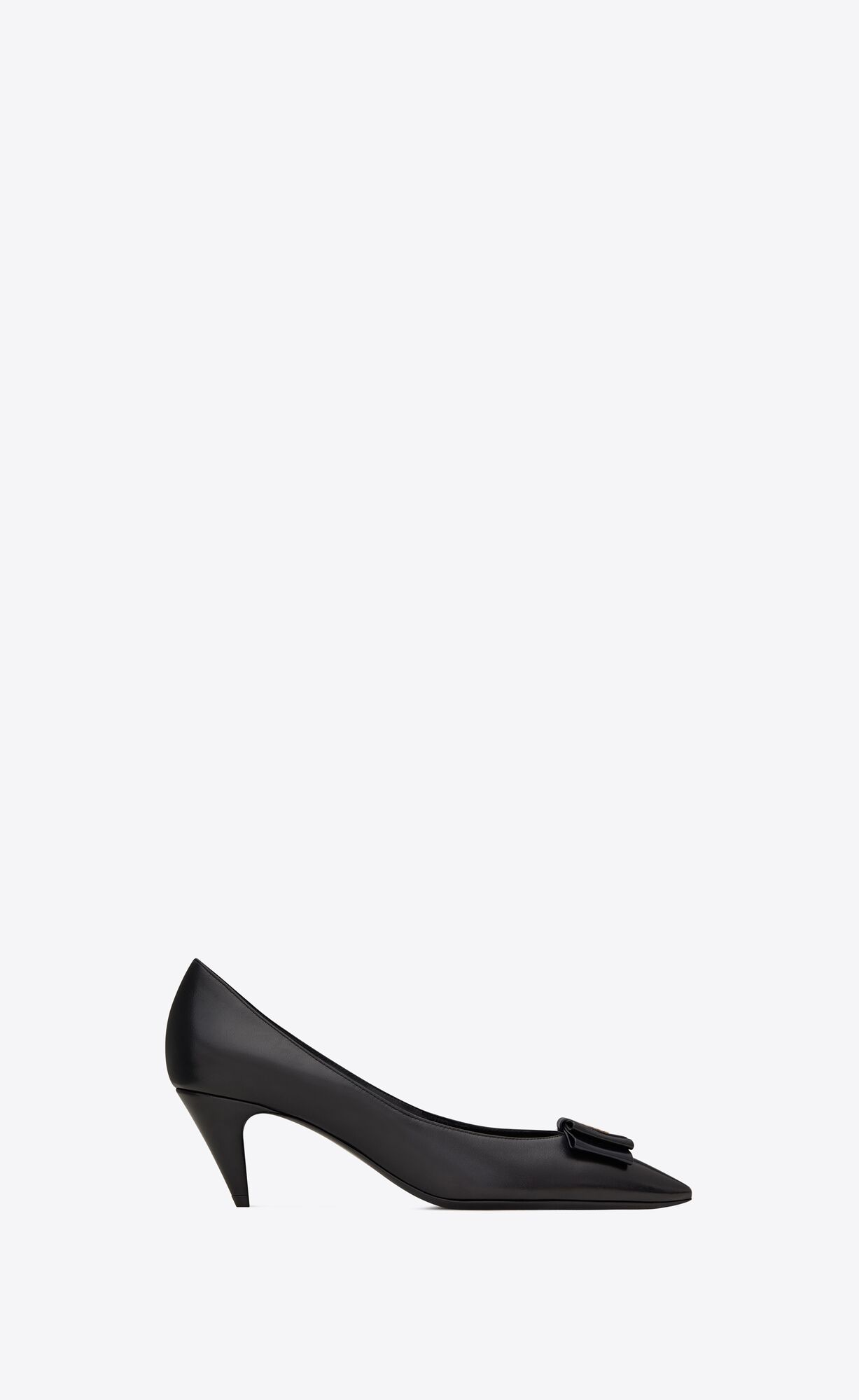 YSL Anaïs Bow Pumps In Smooth Leather Black Navy | VUXPJ9845