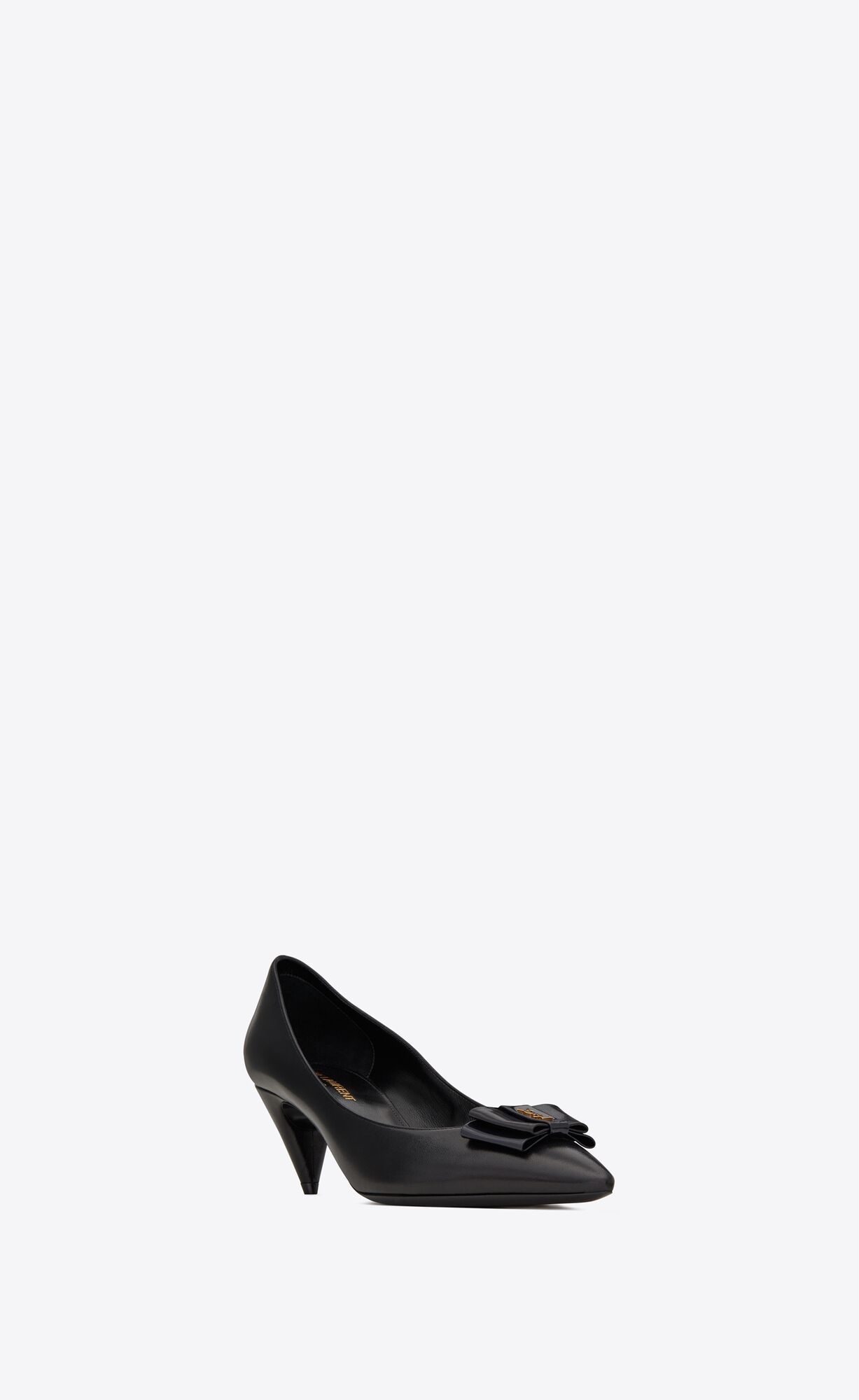 YSL Anaïs Bow Pumps In Smooth Leather Black Navy | VUXPJ9845