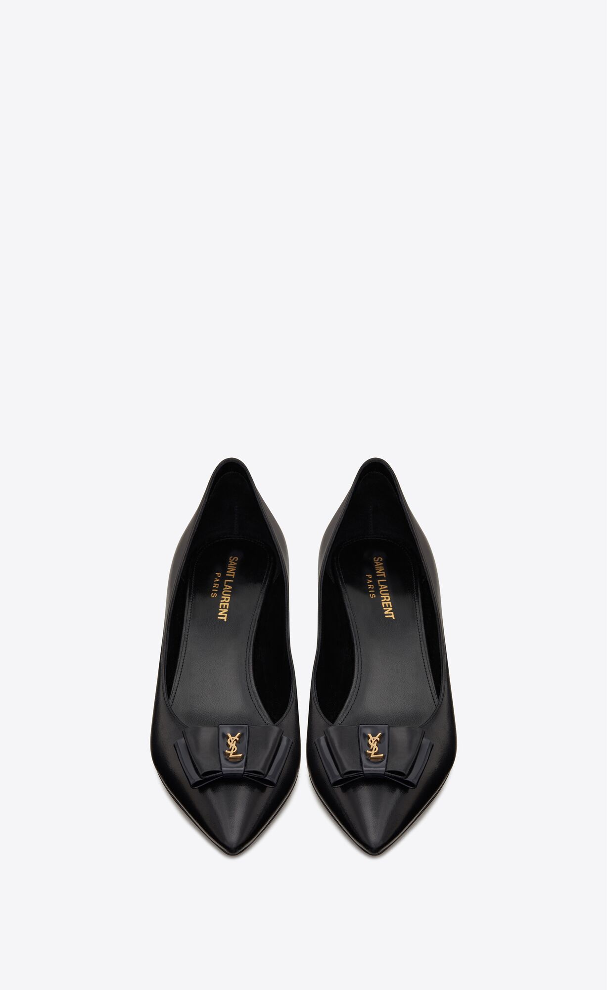 YSL Anaïs Bow Pumps In Smooth Leather Black Navy | VUXPJ9845