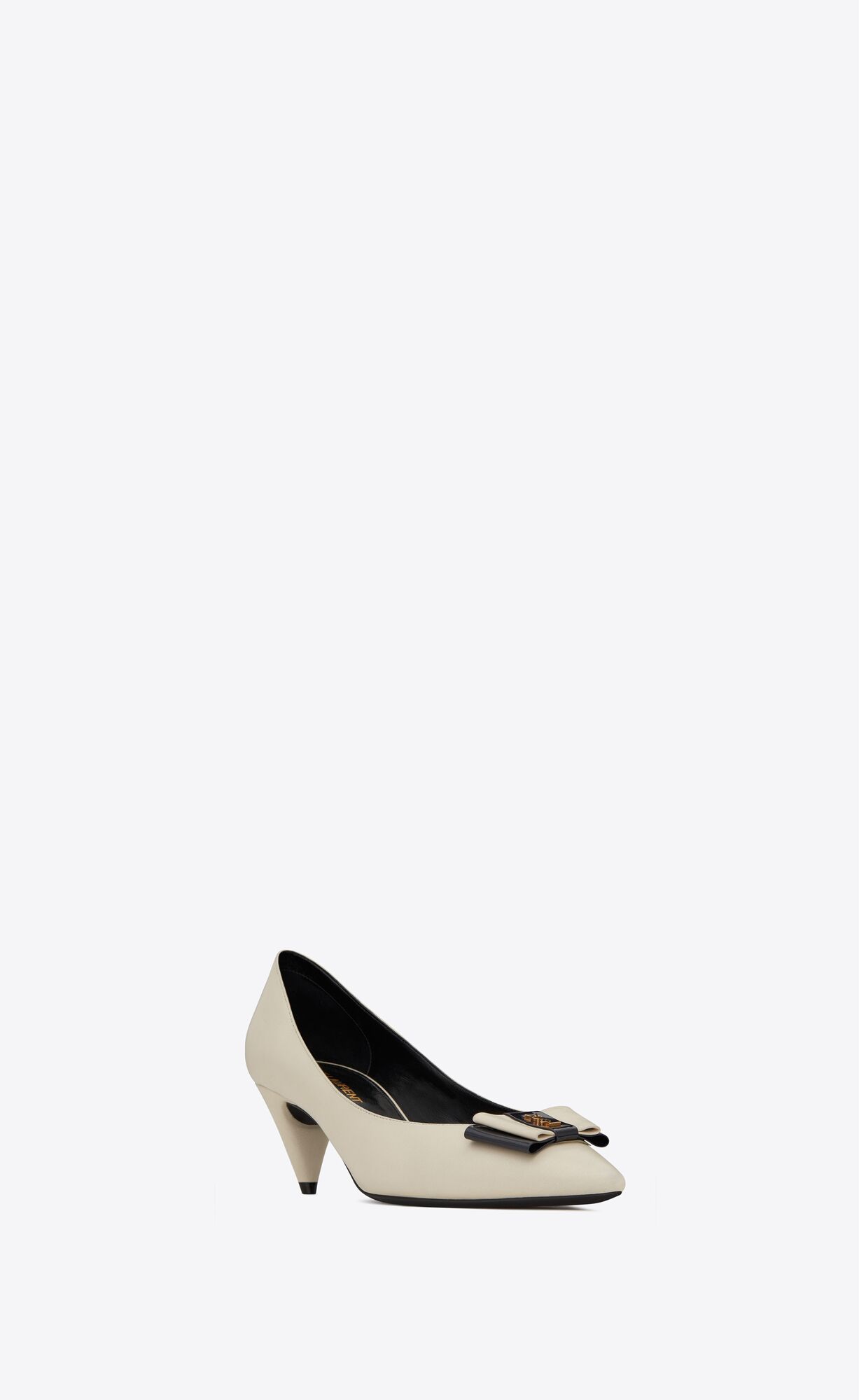 YSL Anaïs Bow Pumps In Smooth Leather Navy Pearl | WLECI3761