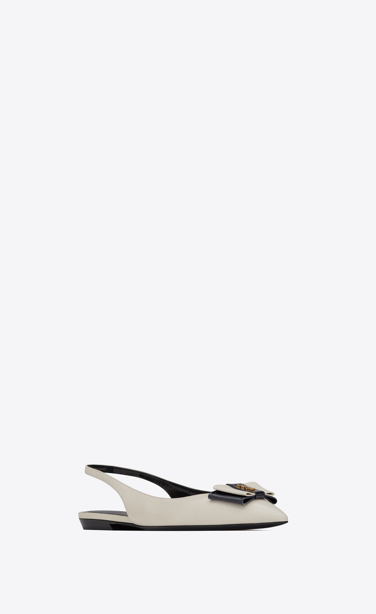 YSL Anaïs Slingback Flats In Smooth And Patent Leather Navy Pearl | IOCYW7831