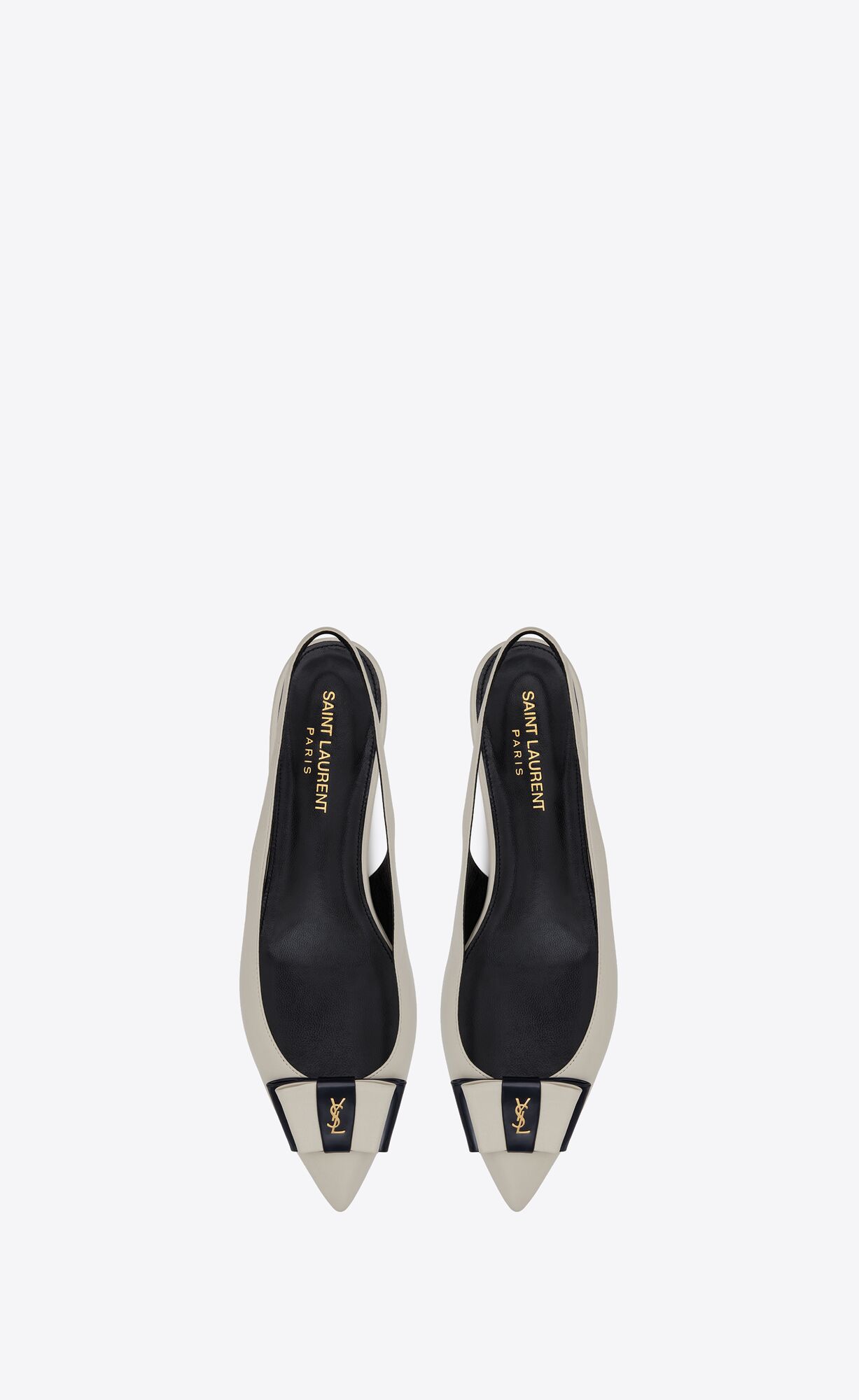 YSL Anaïs Slingback Flats In Smooth And Patent Leather Navy Pearl | IOCYW7831