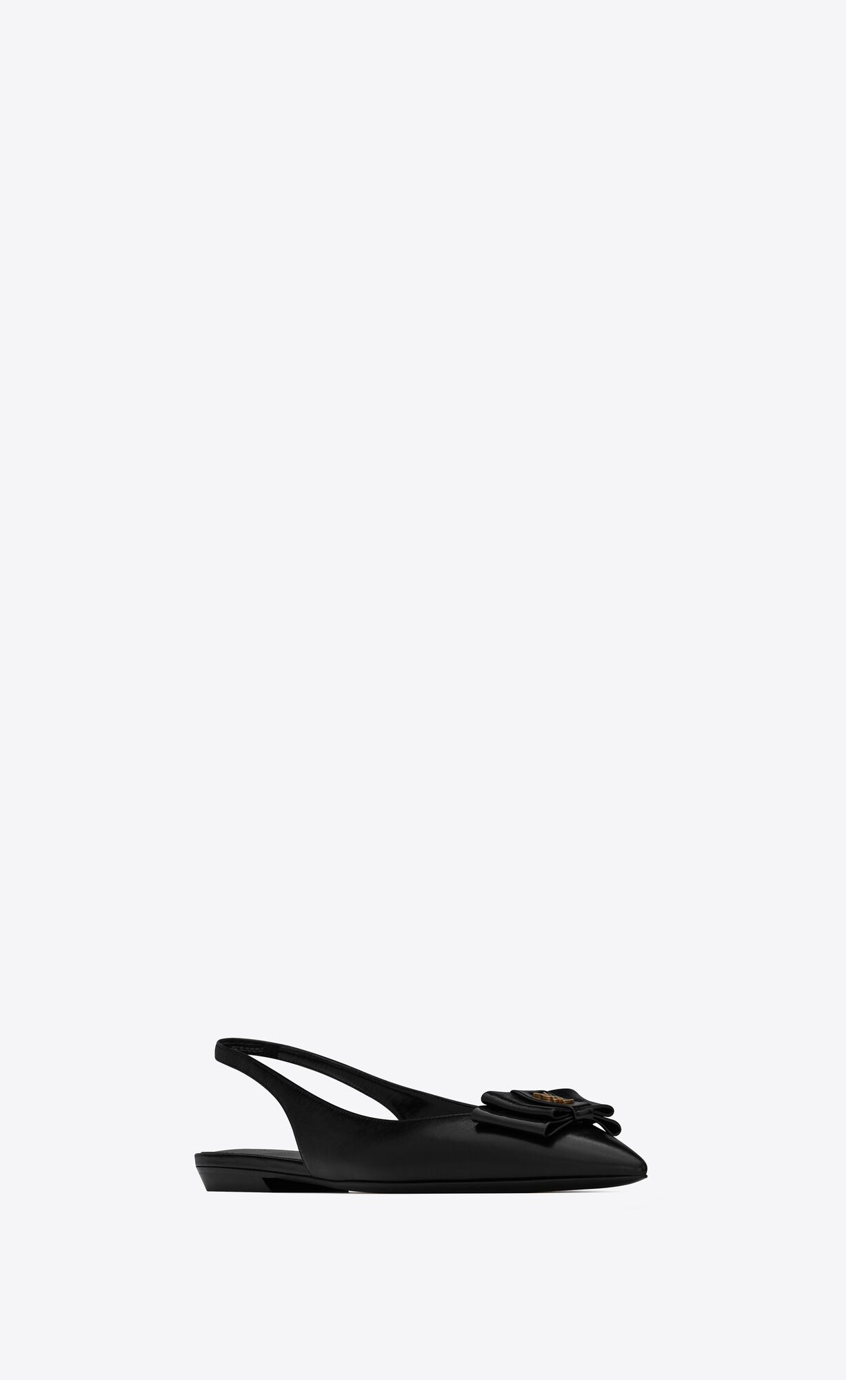 YSL Anaïs Slingback Flats In Smooth And Patent Leather Black Navy | ZTJFO8372