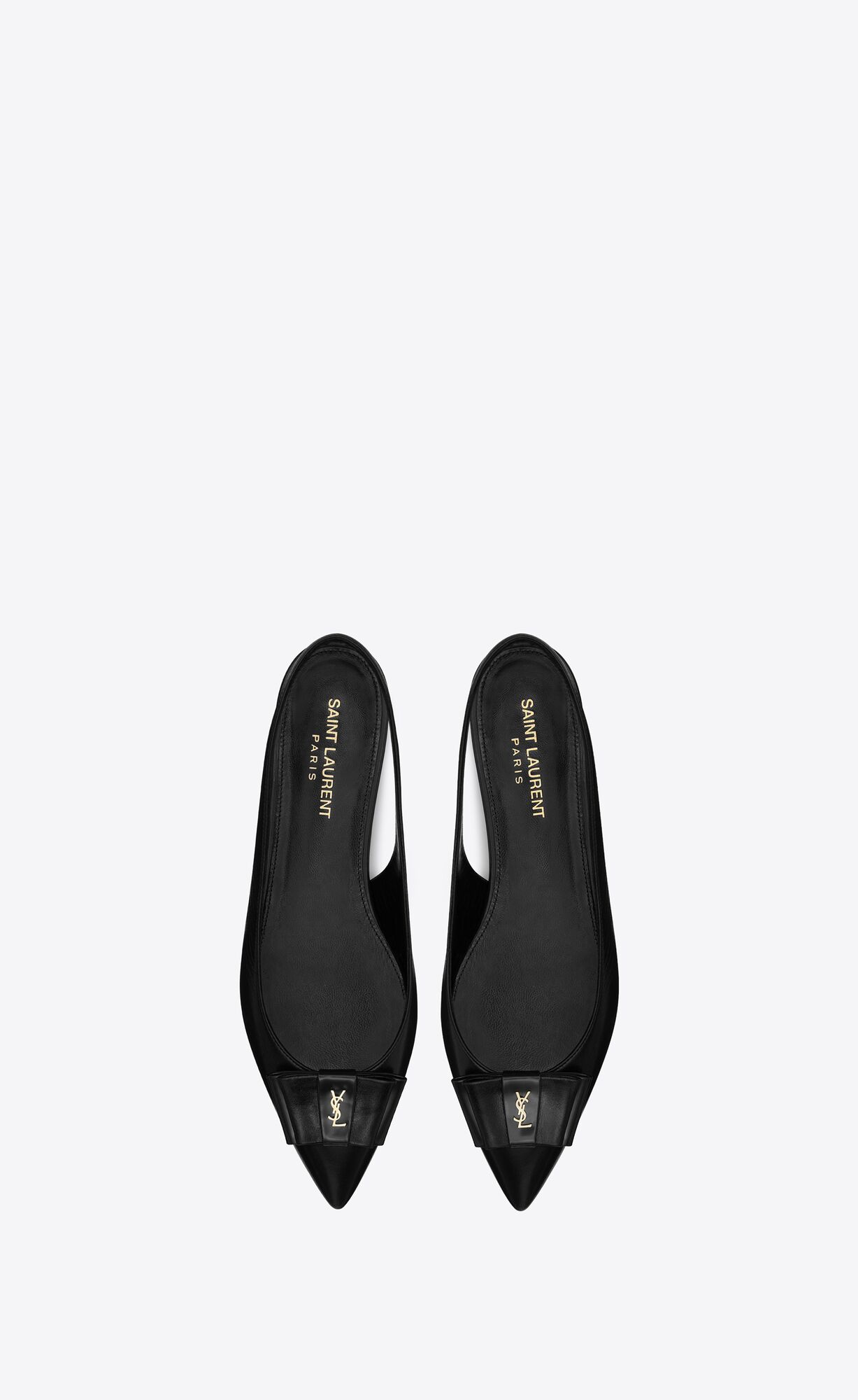 YSL Anaïs Slingback Flats In Smooth And Patent Leather Black Navy | ZTJFO8372