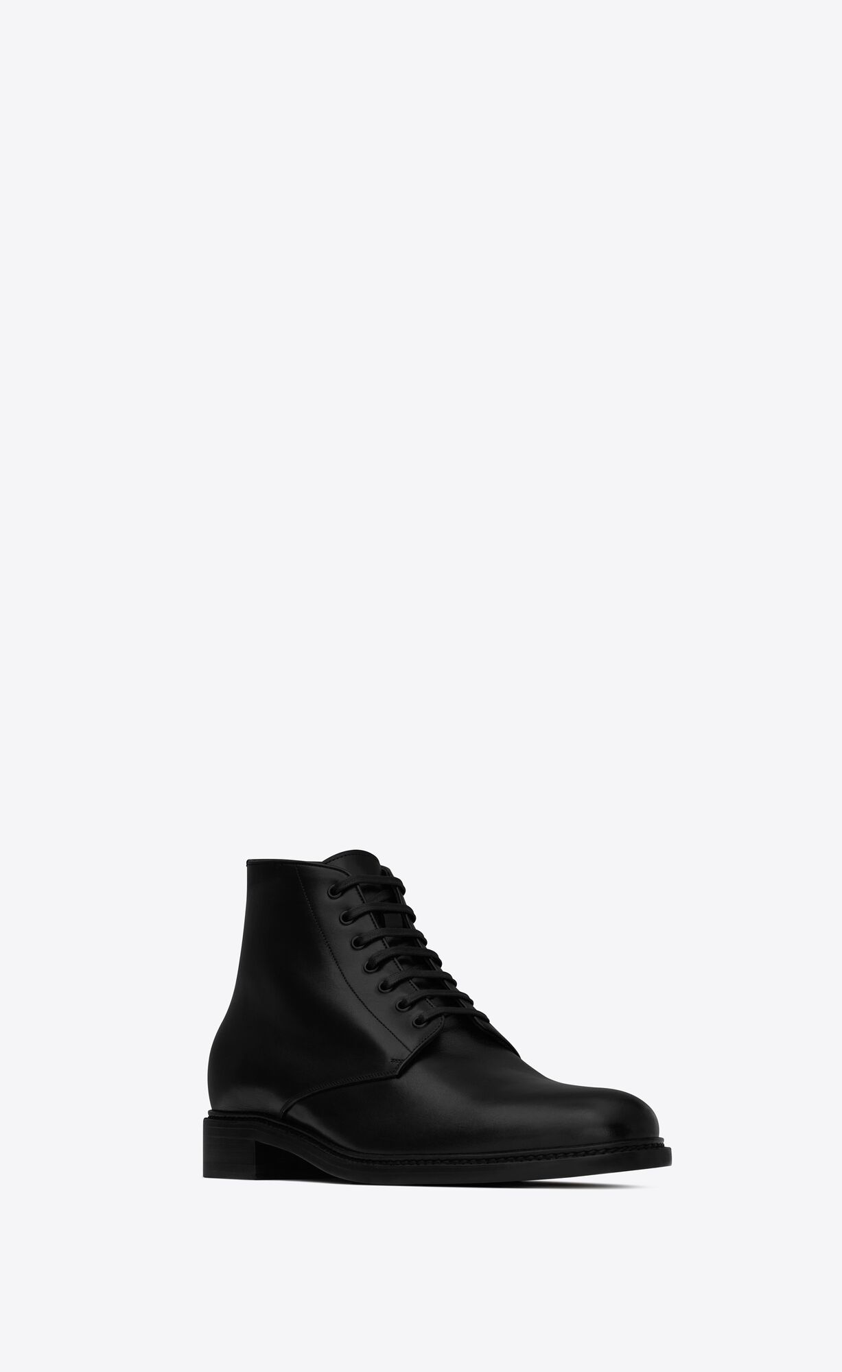 YSL Army Laced Booties In Shiny Leather Black | QITXU1603