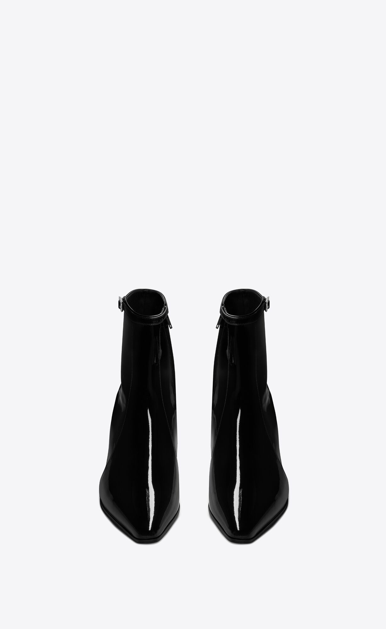 YSL Arsun Zipped Boots In Patent Leather Black | JKOFW3752