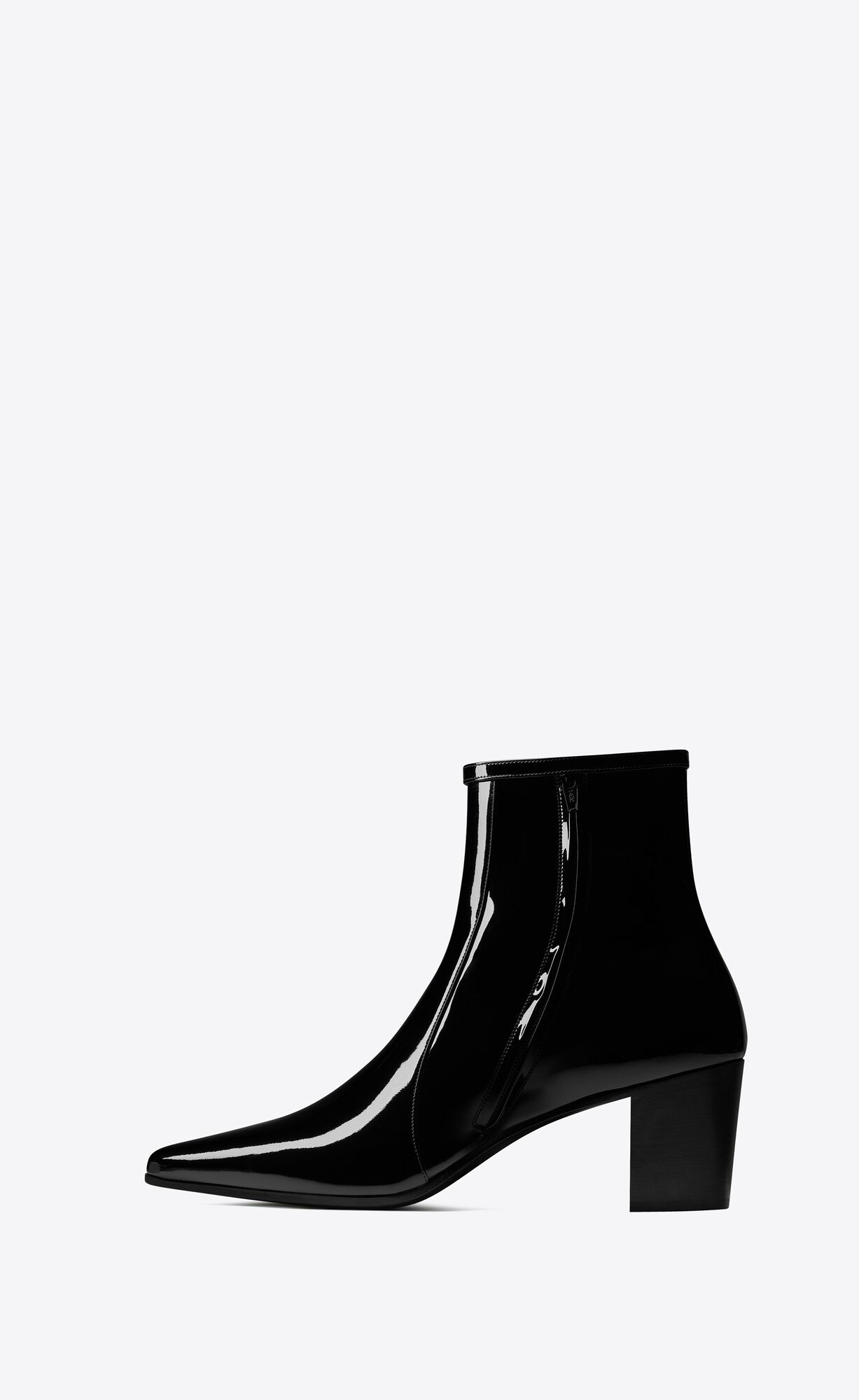 YSL Arsun Zipped Boots In Patent Leather Black | JKOFW3752