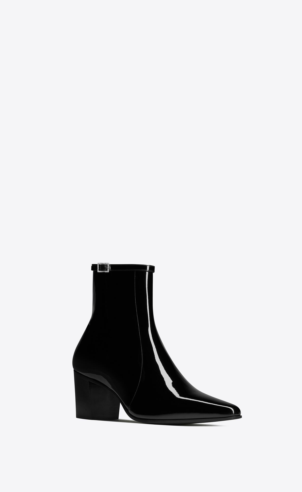 YSL Arsun Zipped Boots In Patent Leather Black | JKOFW3752