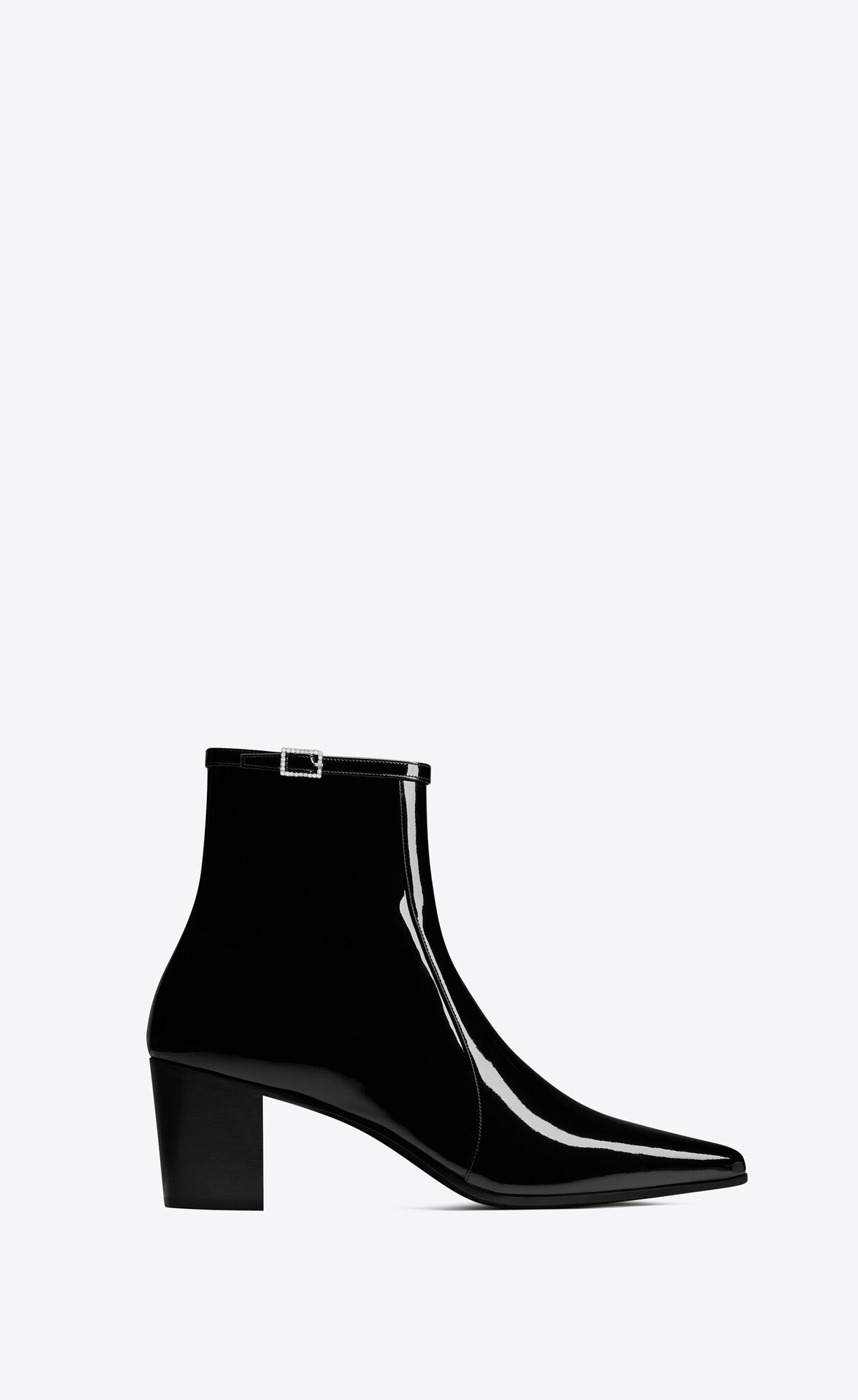 YSL Arsun Zipped Boots In Patent Leather Black | JKOFW3752