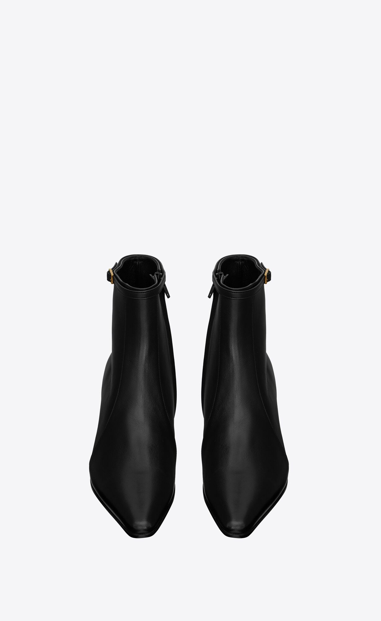 YSL Arsun Zipped Boots In Shiny Leather Black | ZAEXO3265