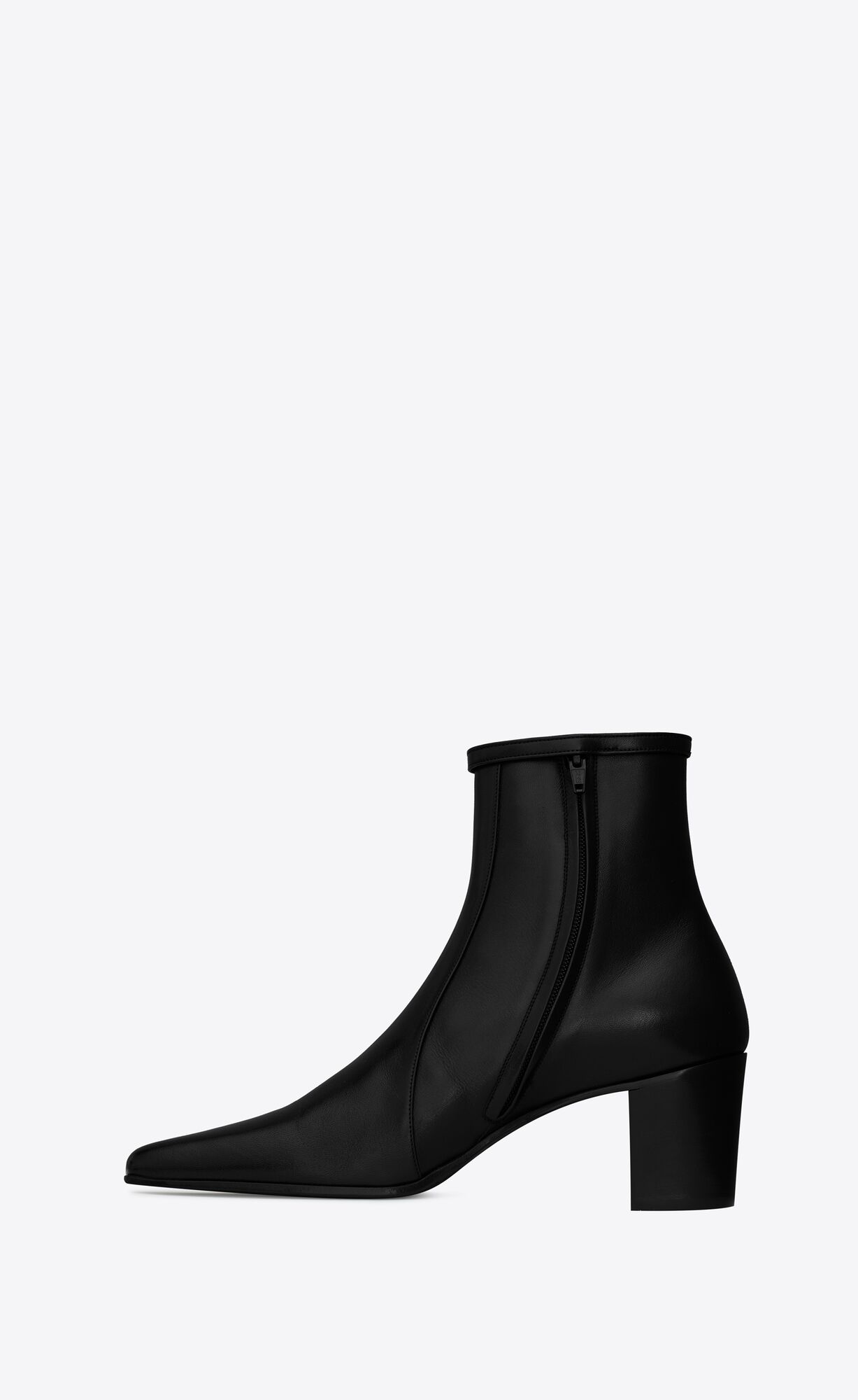 YSL Arsun Zipped Boots In Shiny Leather Black | ZAEXO3265