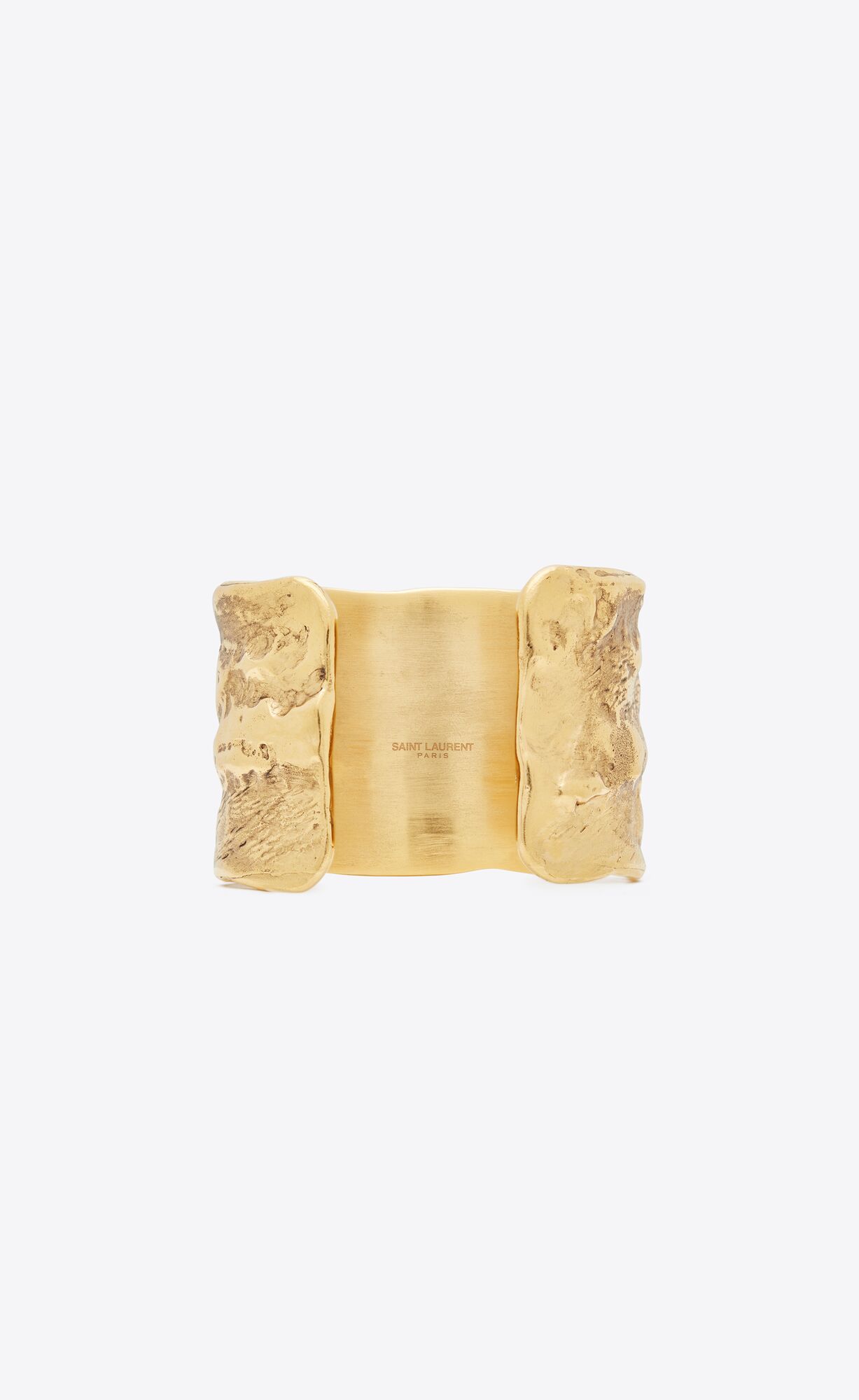 YSL Arty Textured Cuff Bracelet In Metal Dark Aged Gold | VEKBL7351