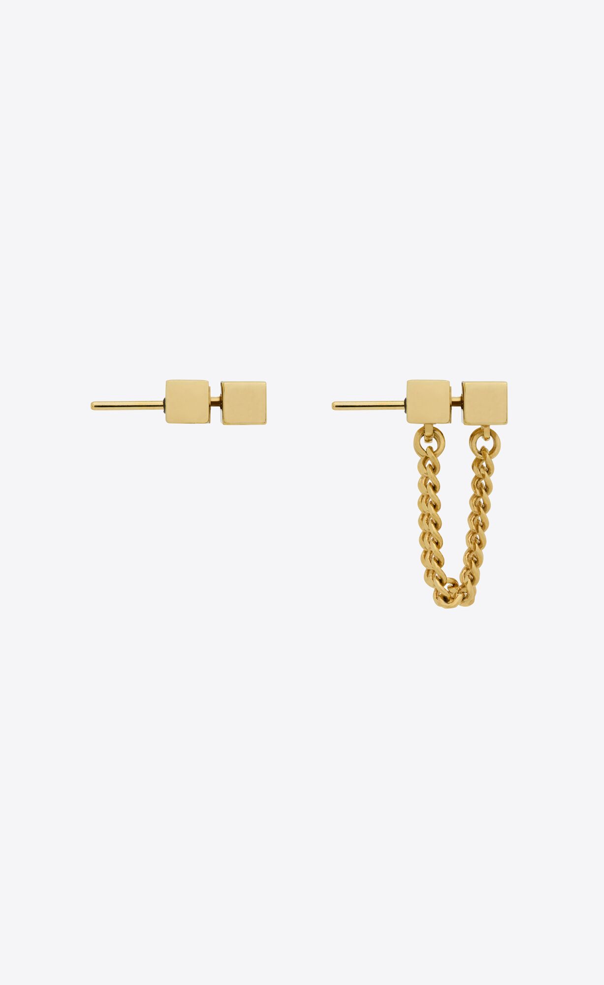 YSL Asymmetric Saint Laurent Earrings In Metal Gold | IKVNC5382