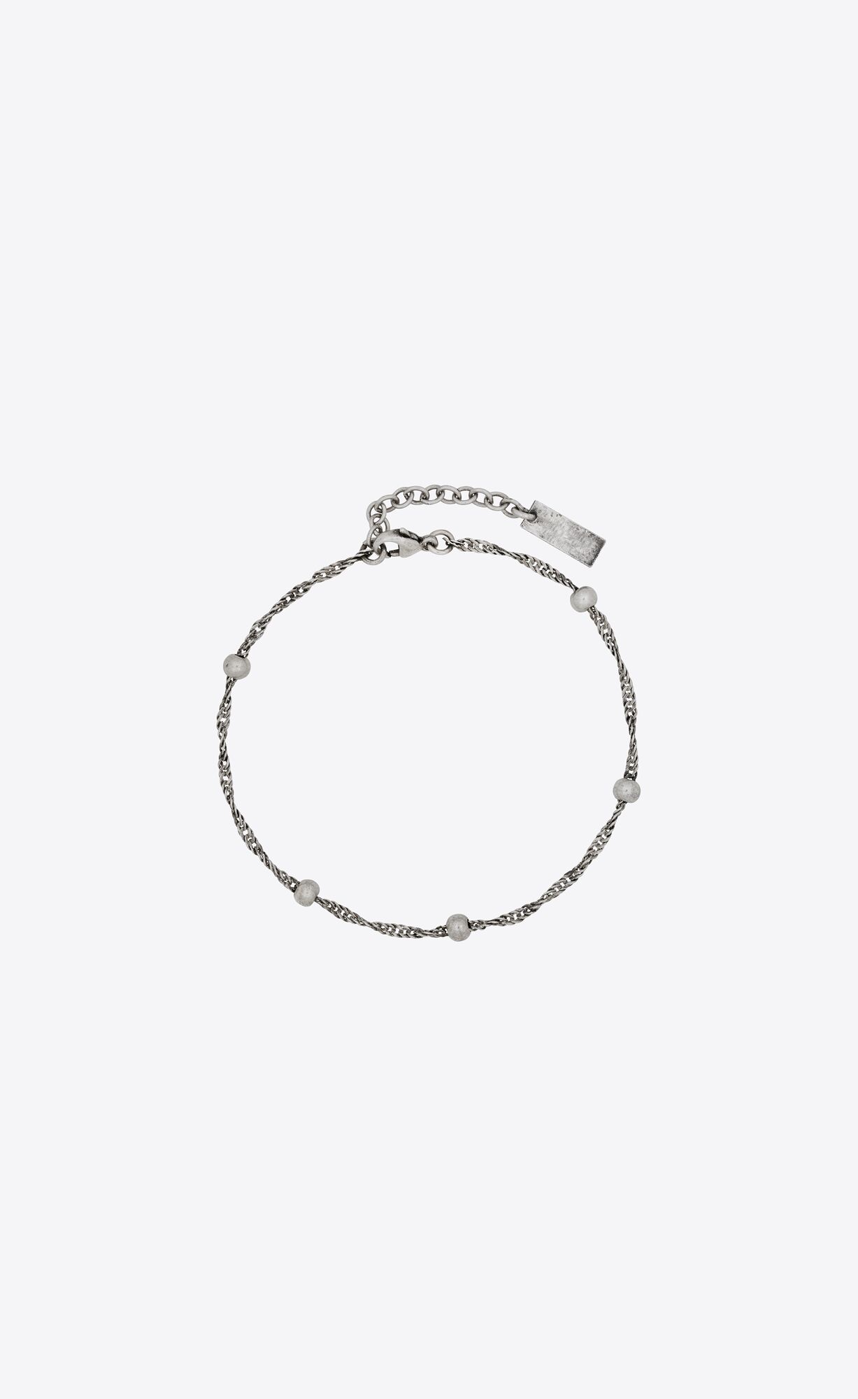 YSL Ball And Intertwined Chain Bracelet In Metal Oxidized Silver | GOHUM6351