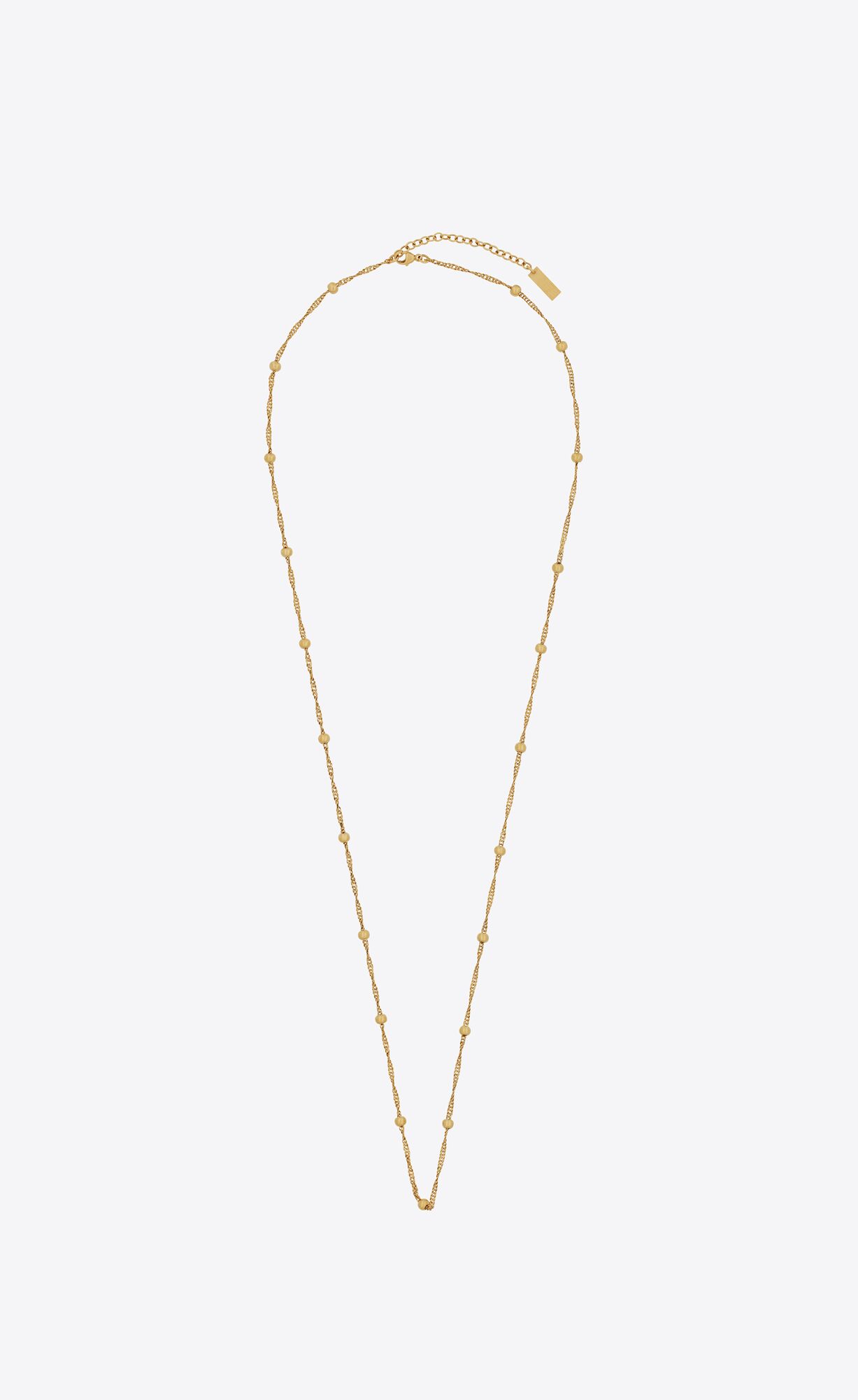 YSL Ball And Intertwined Chain Long Necklace In Metal Aged Gold | OZVLK6149