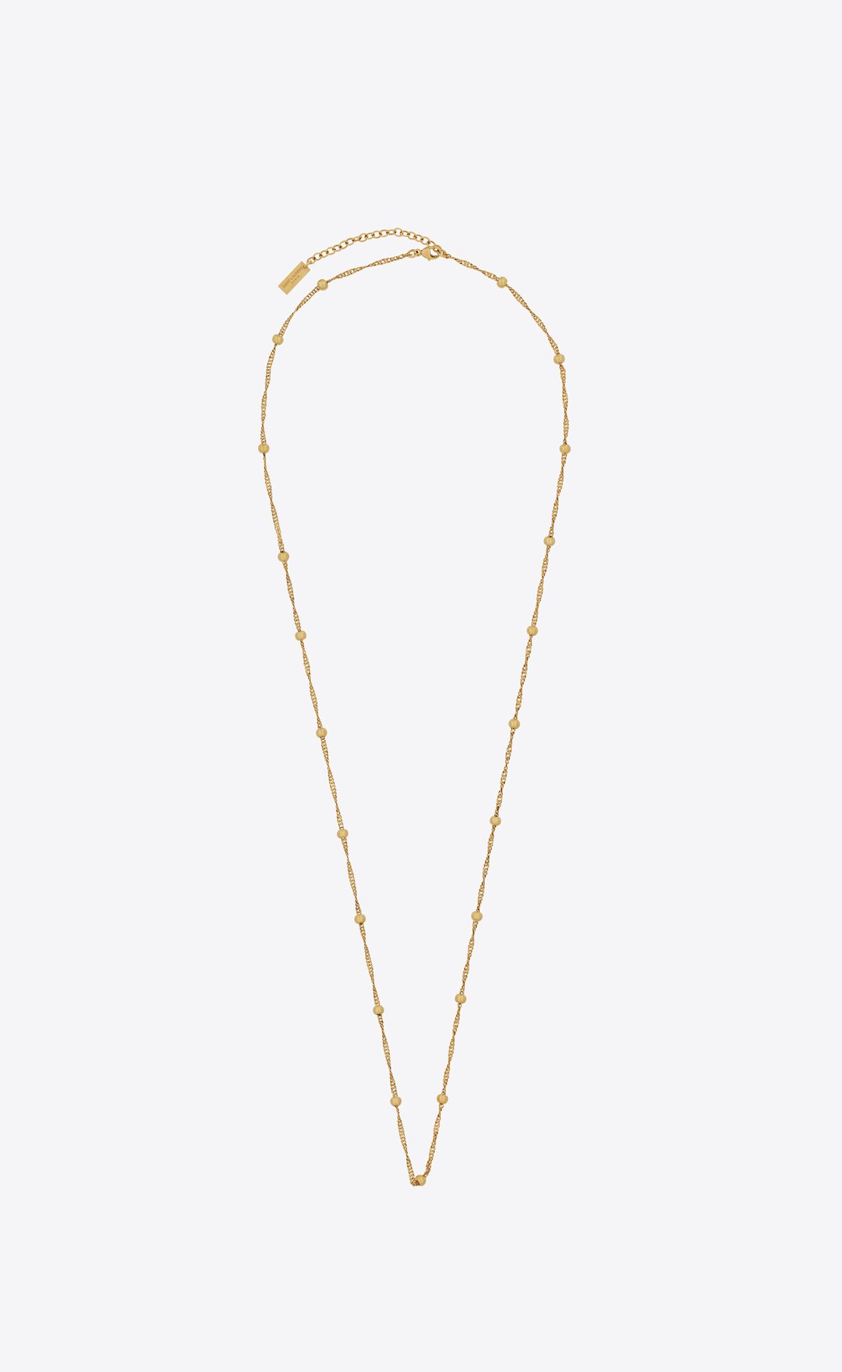 YSL Ball And Intertwined Chain Long Necklace In Metal Aged Gold | OZVLK6149