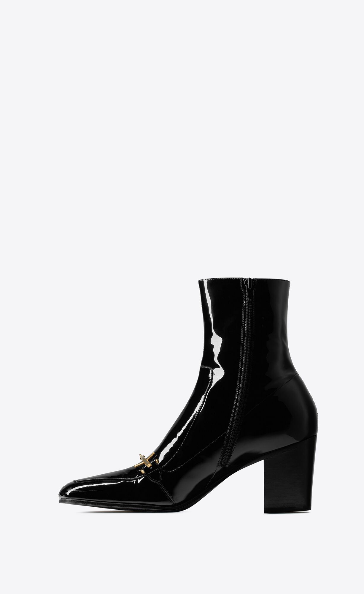 YSL Beau Boots In Patent Leather Black | KTPEV2870