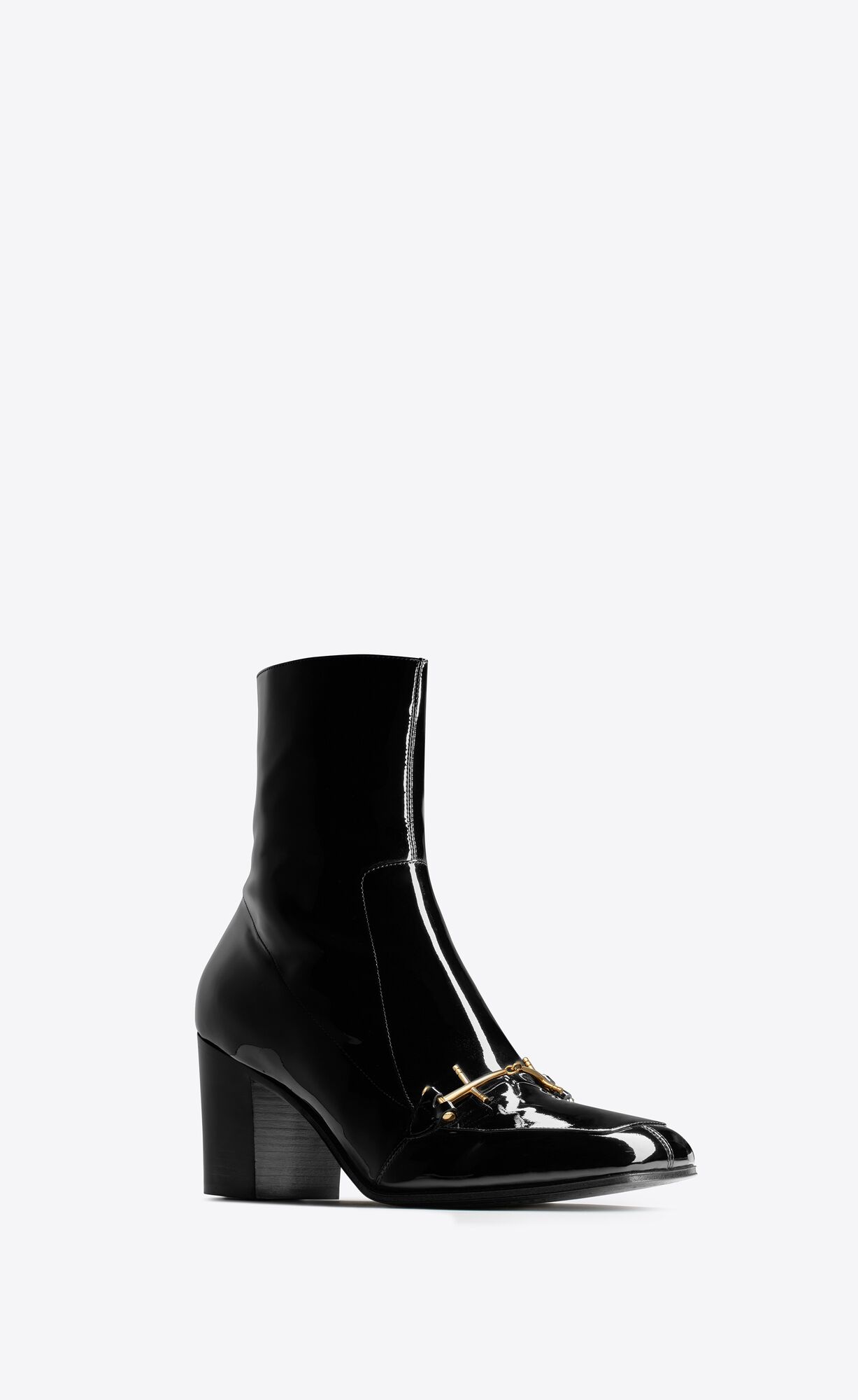 YSL Beau Boots In Patent Leather Black | KTPEV2870