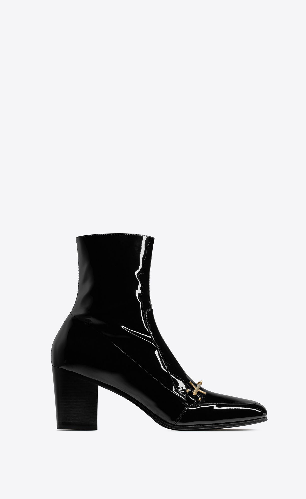 YSL Beau Boots In Patent Leather Black | KTPEV2870