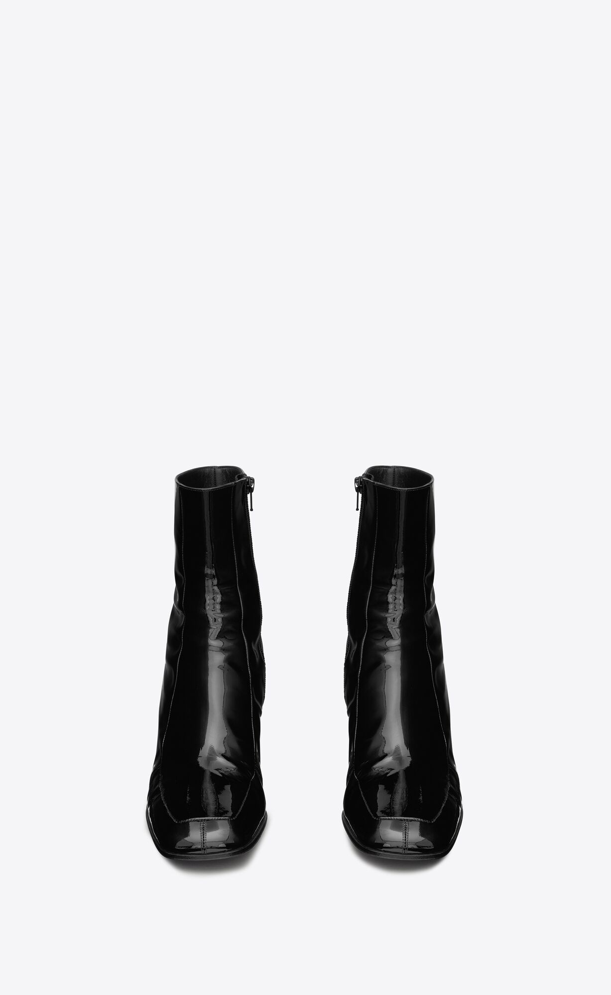 YSL Beau Zipped Boots In Patent Leather Noir | LMQUE0968