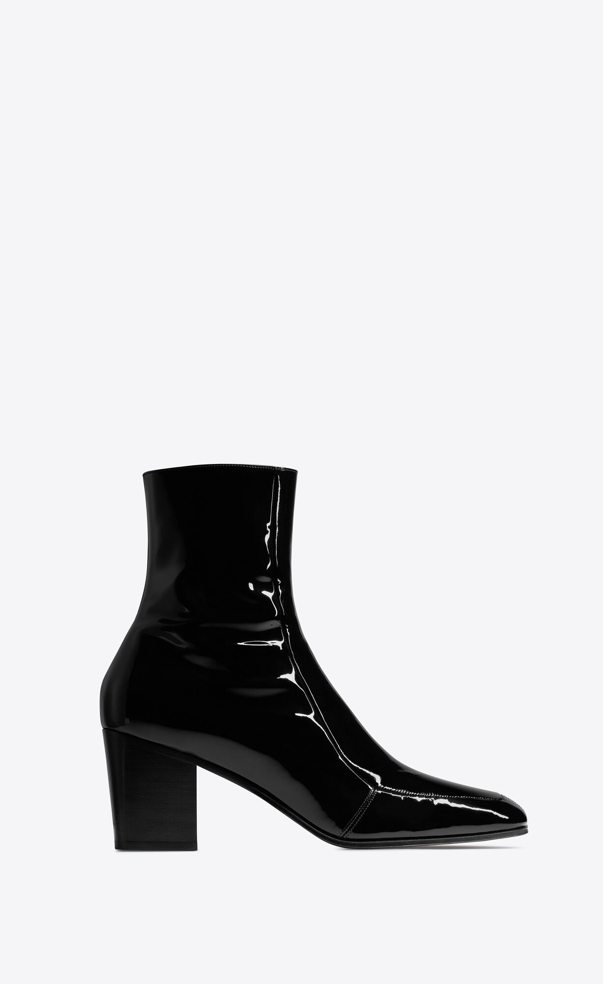 YSL Beau Zipped Boots In Patent Leather Noir | LMQUE0968