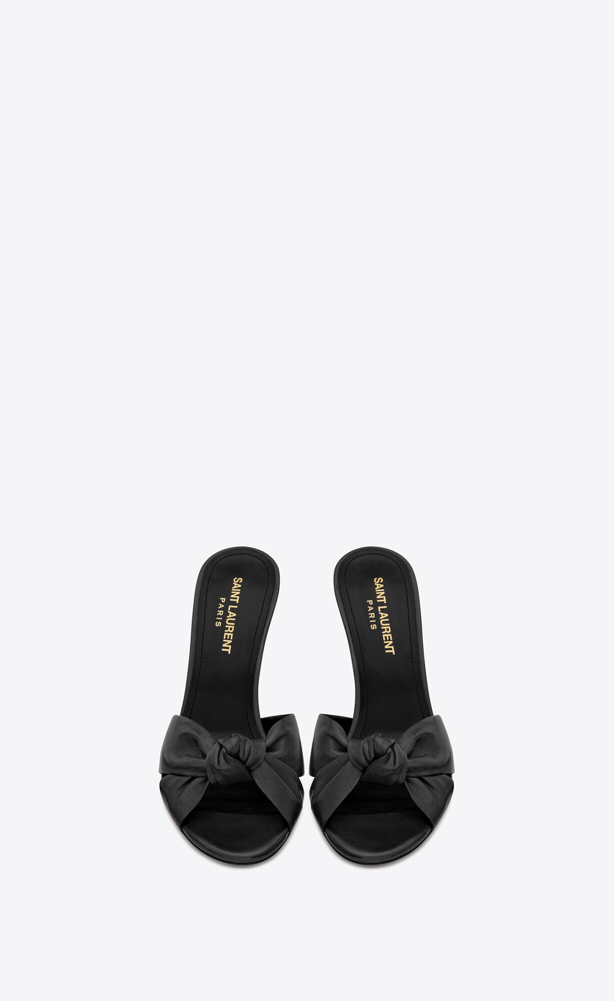 YSL Bianca Heeled Mules In Smooth Leather Black | CFNML1857