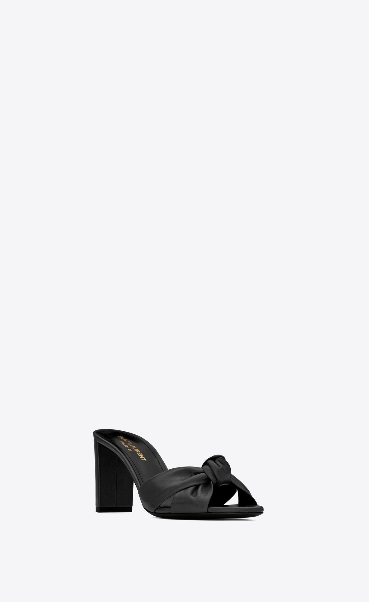 YSL Bianca Heeled Mules In Smooth Leather Black | CFNML1857