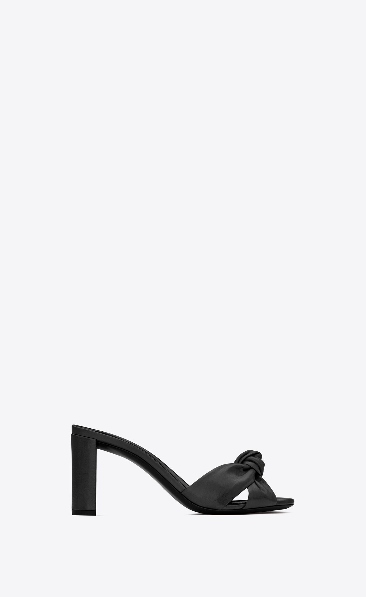 YSL Bianca Heeled Mules In Smooth Leather Black | CFNML1857