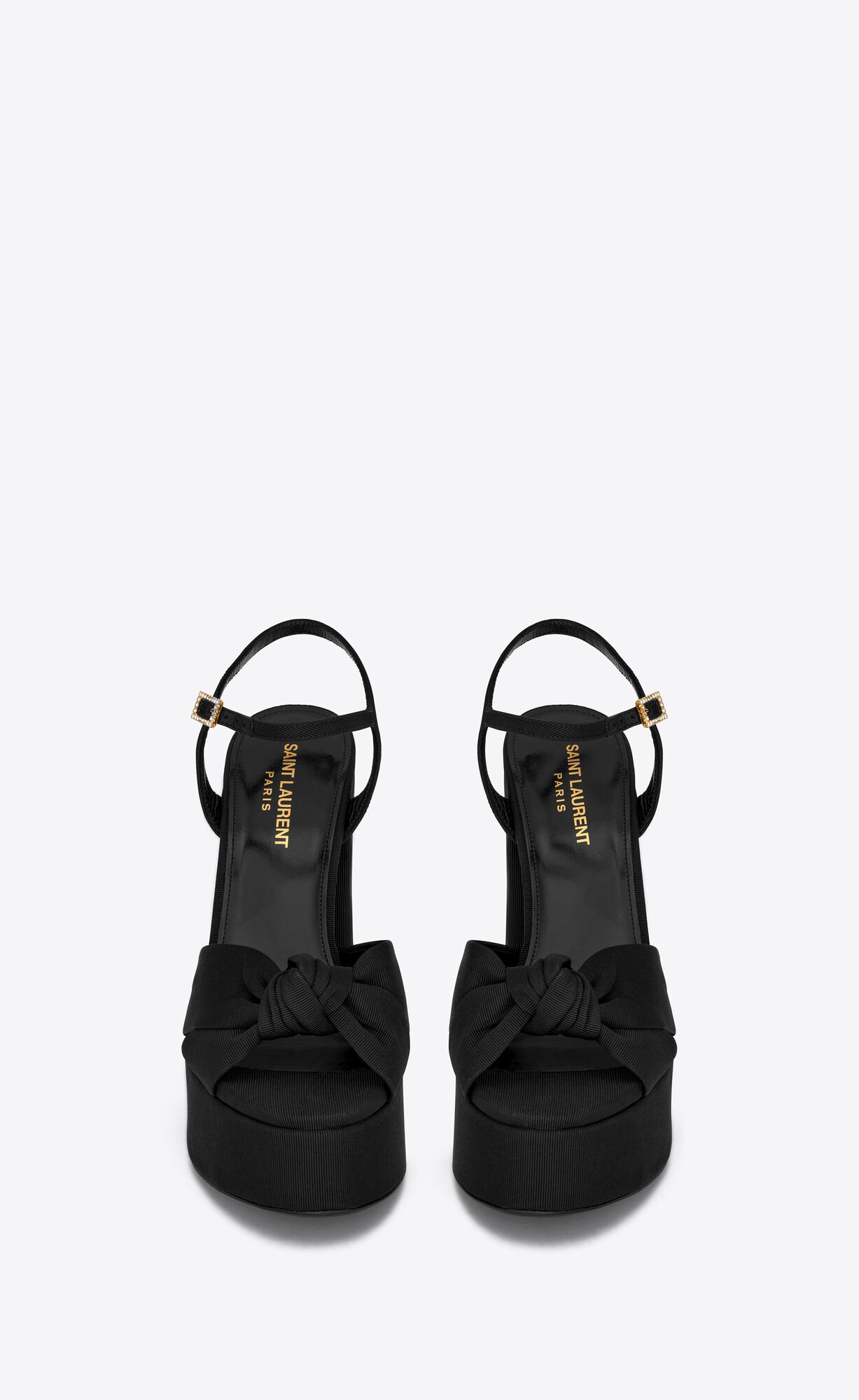 YSL Bianca Platform Sandals In Ottoman Fabric Black | OIYNU0795