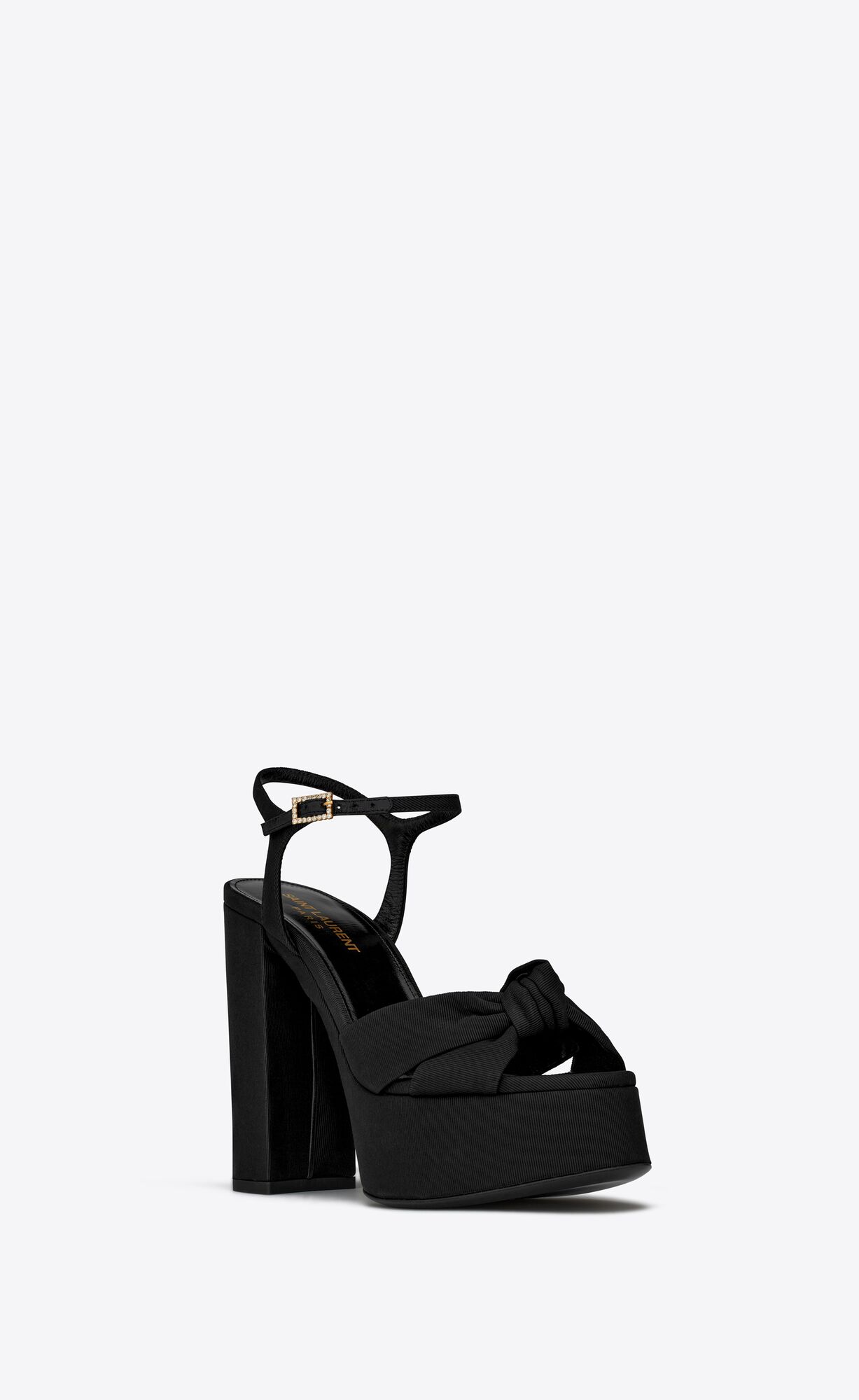 YSL Bianca Platform Sandals In Ottoman Fabric Black | OIYNU0795