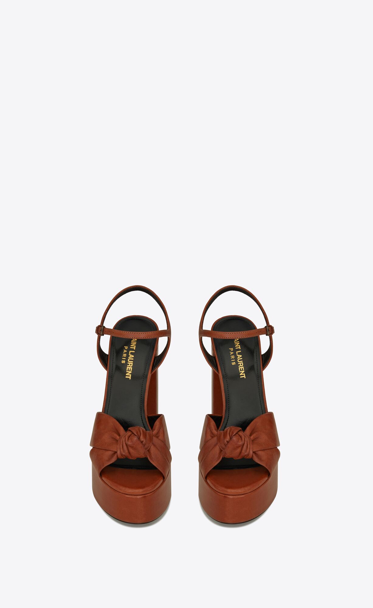 YSL Bianca Platform Sandals In Smooth Leather Toffee | ESZDC0564