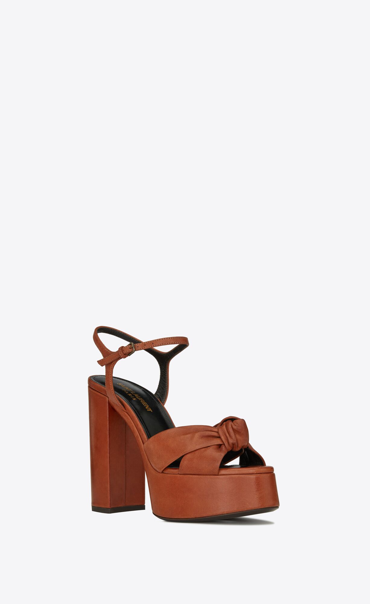 YSL Bianca Platform Sandals In Smooth Leather Toffee | ESZDC0564