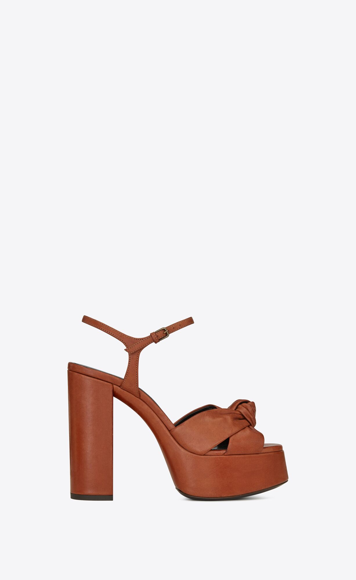 YSL Bianca Platform Sandals In Smooth Leather Toffee | ESZDC0564