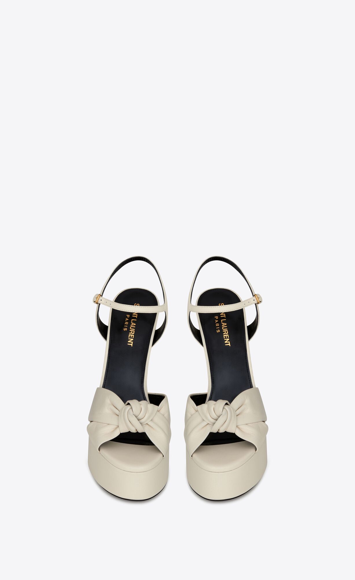 YSL Bianca Platform Sandals In Smooth Leather Pearl | YUVHP8125