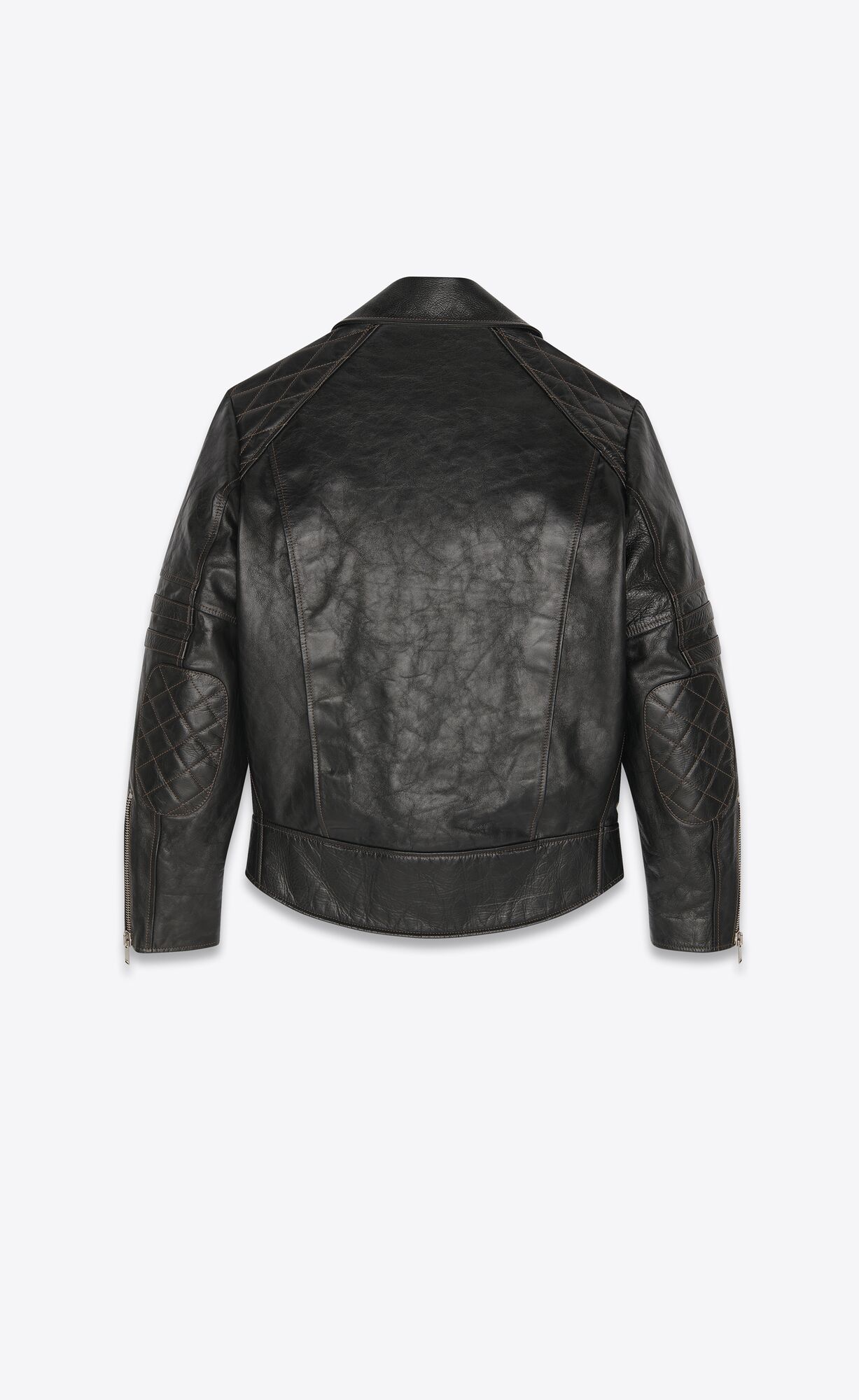 YSL Biker Jacket In Leather And Feathers Noir | TEOXQ2675