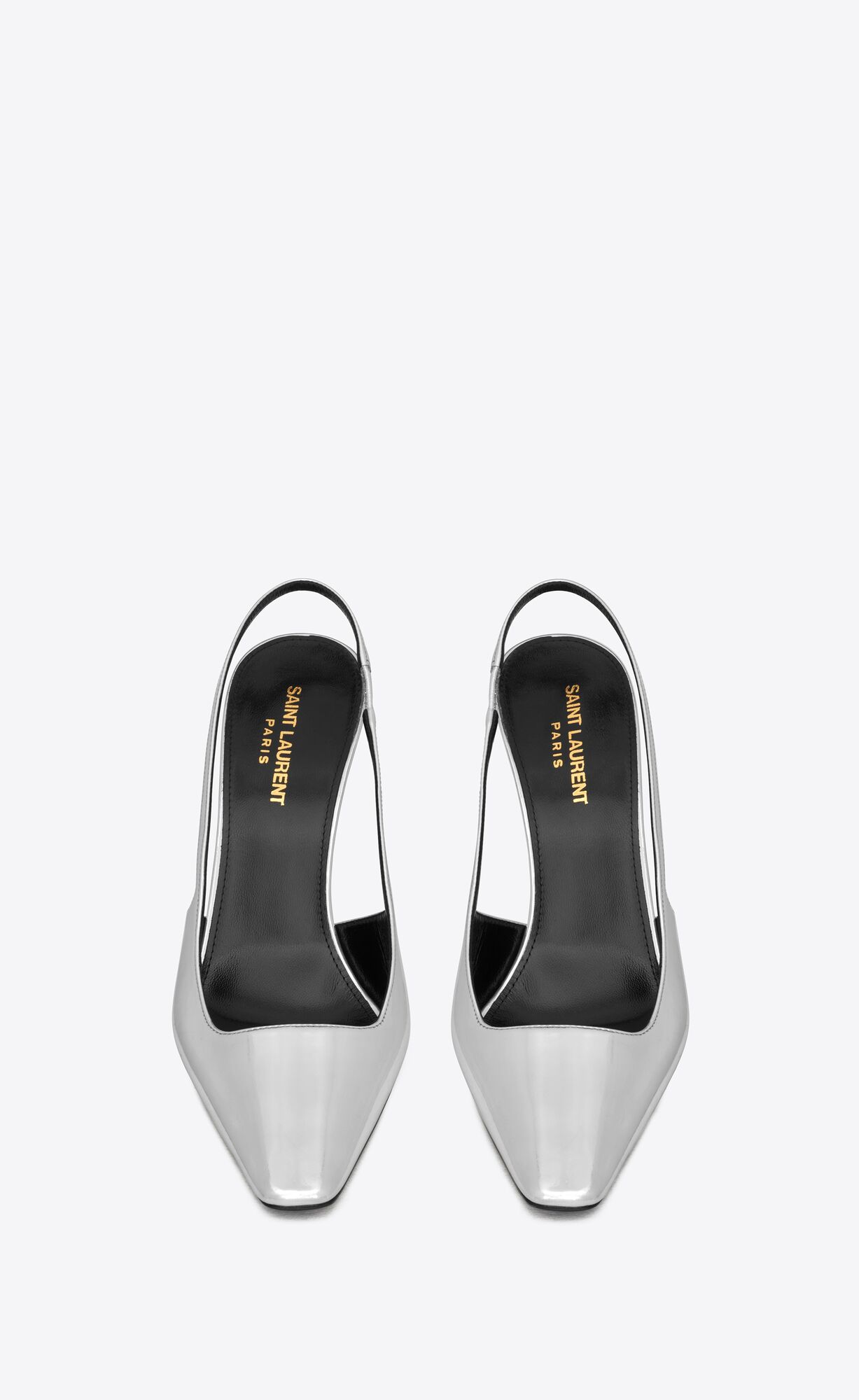 YSL Blade Slingback Pumps In Mirrored Leather Argent | NAMYO7419