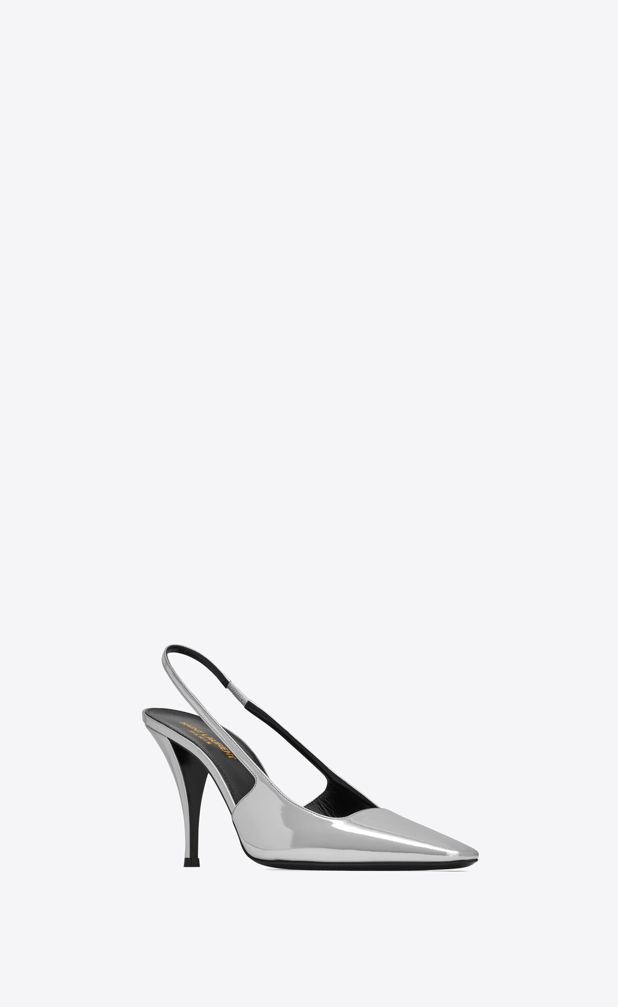 YSL Blade Slingback Pumps In Mirrored Leather Argent | NAMYO7419