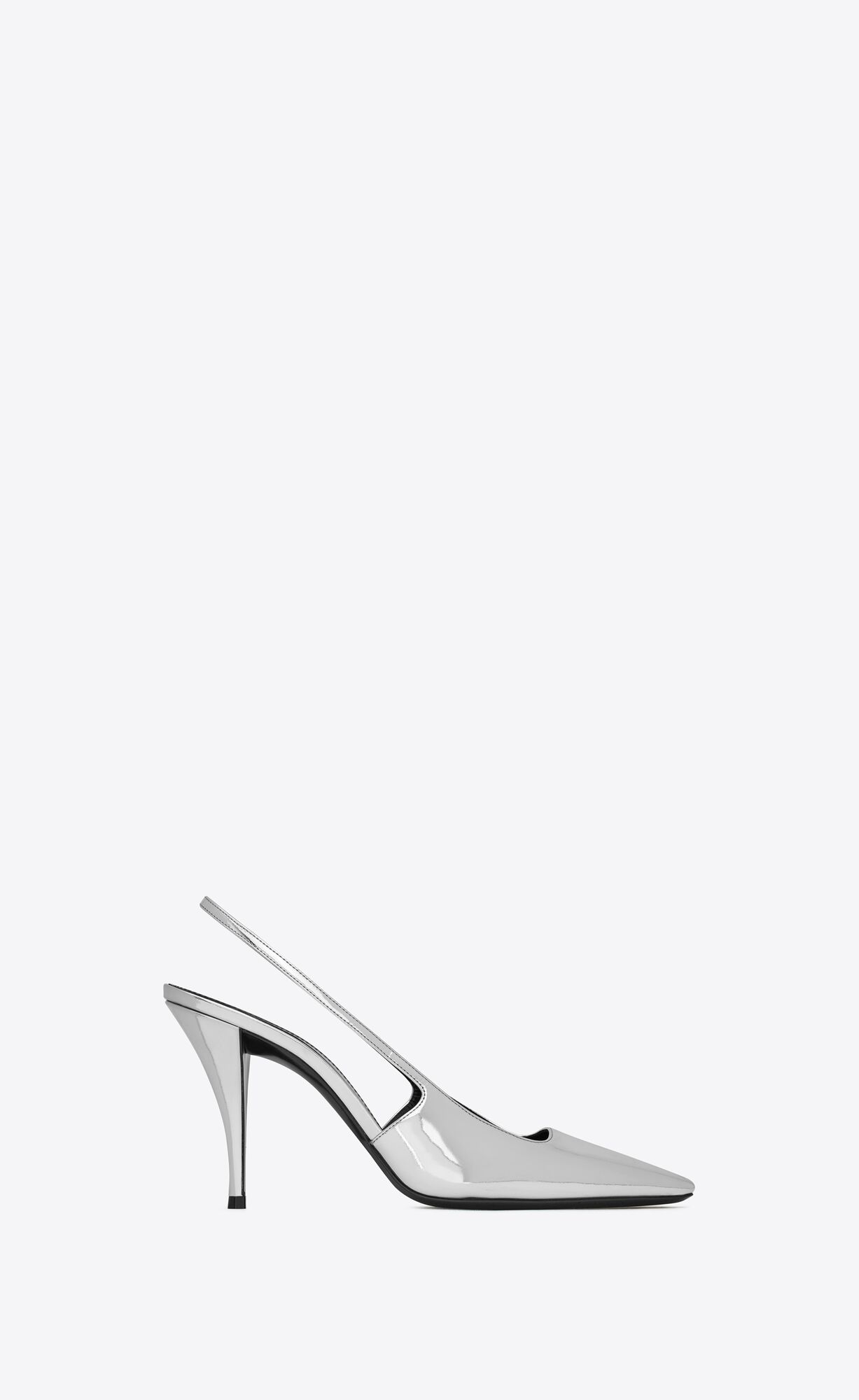 YSL Blade Slingback Pumps In Mirrored Leather Argent | NAMYO7419