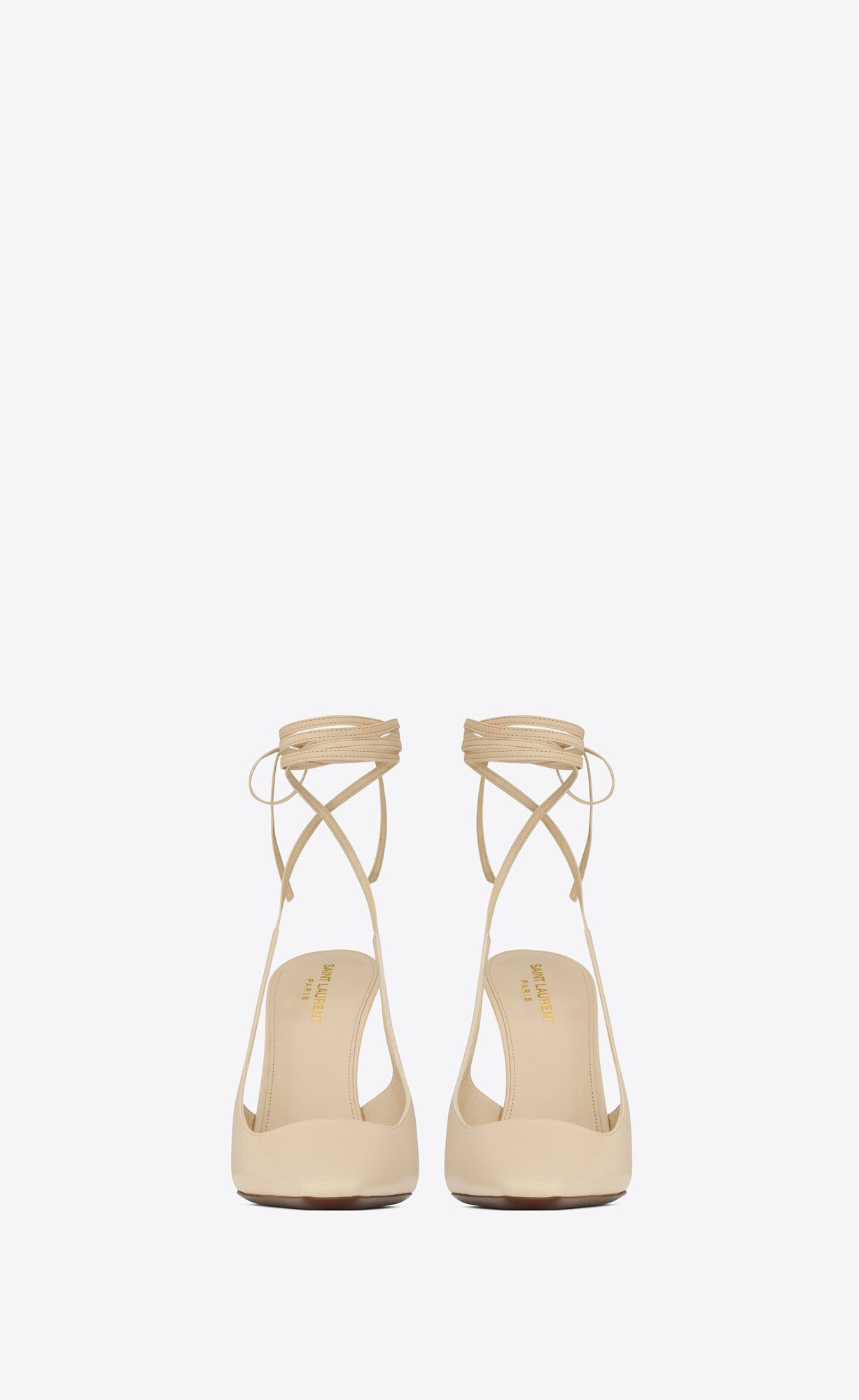 YSL Blade Slingback Pumps In Smooth Leather Beige Trench | WZFDI0468