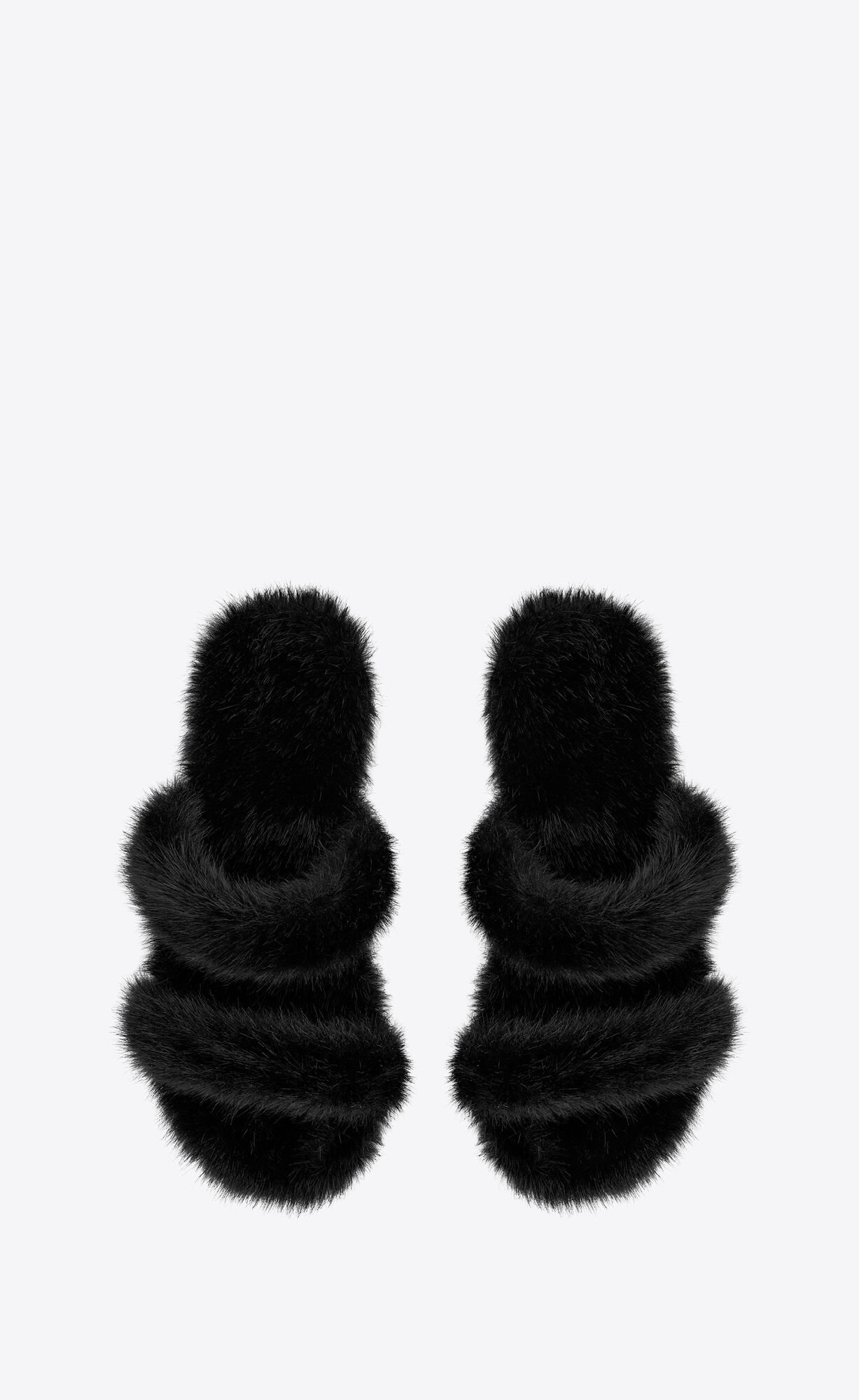 YSL Bleach Mules In Animal-free Fur Noir | QNDFP8014