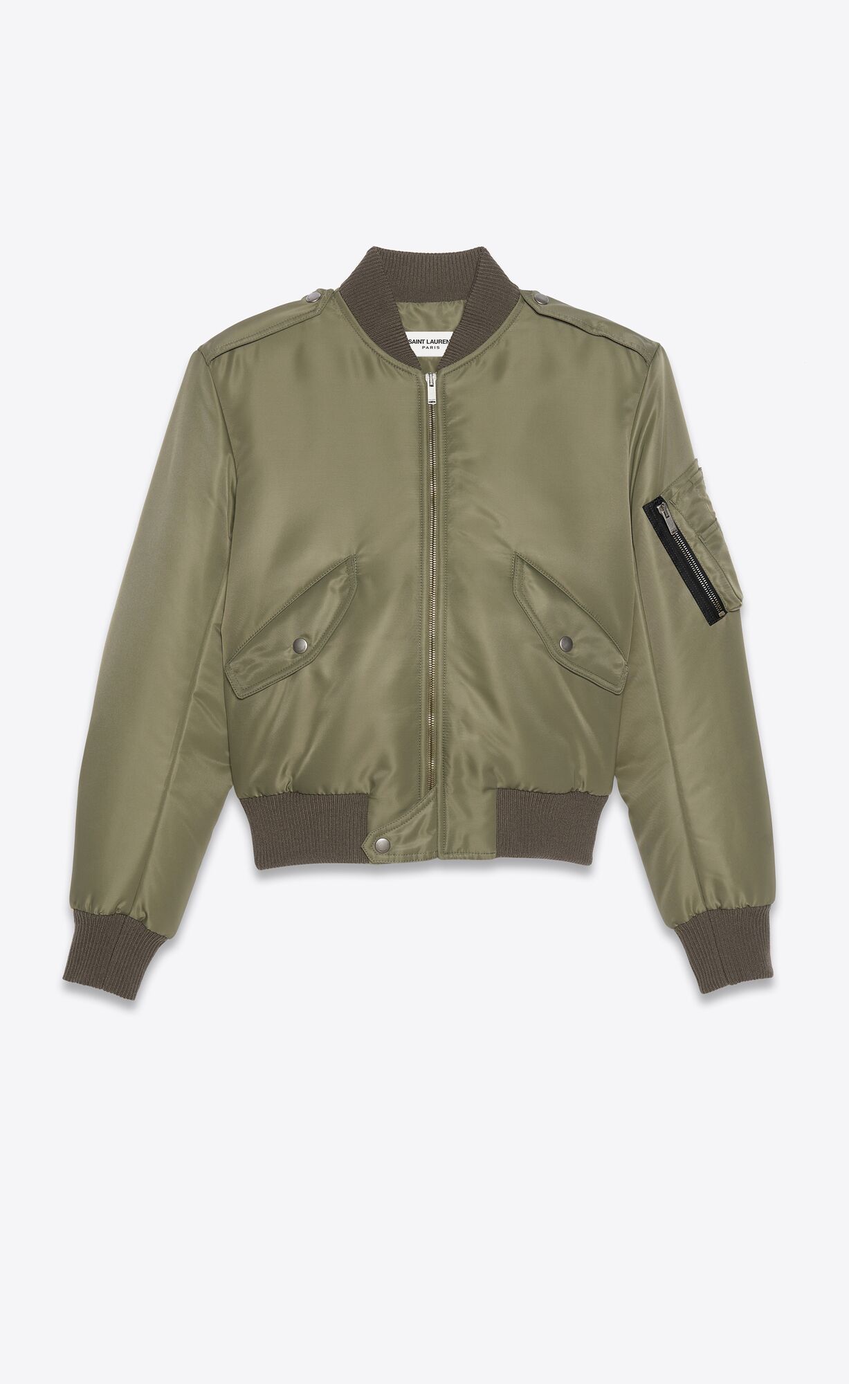 YSL Bomber Jacket In Nylon Khaki | ZFVRT2508