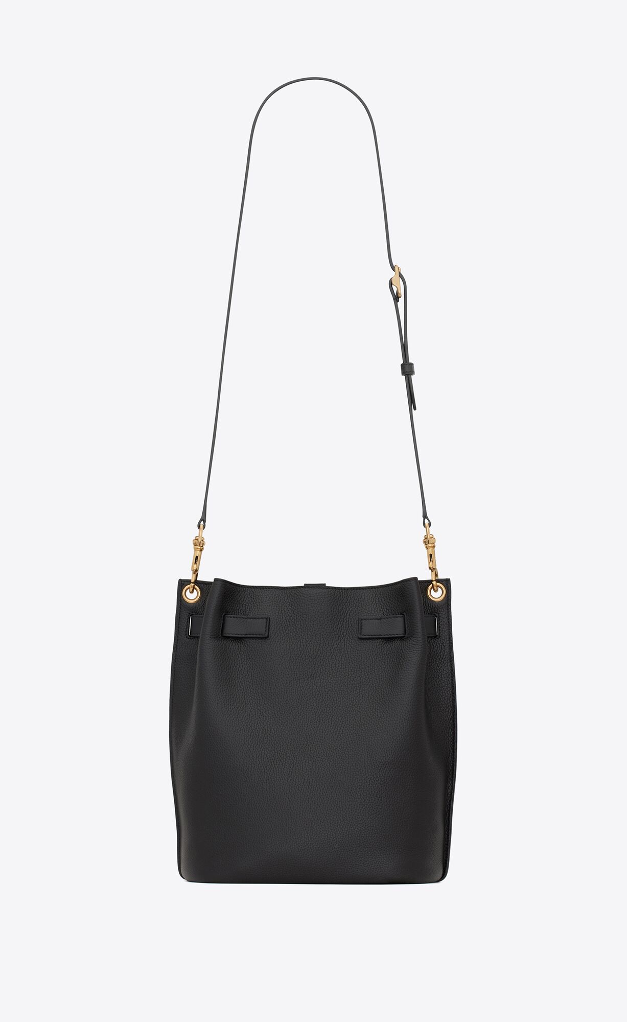 YSL Boucle Bucket Bag In Grained Leather Black | PGMYB4352