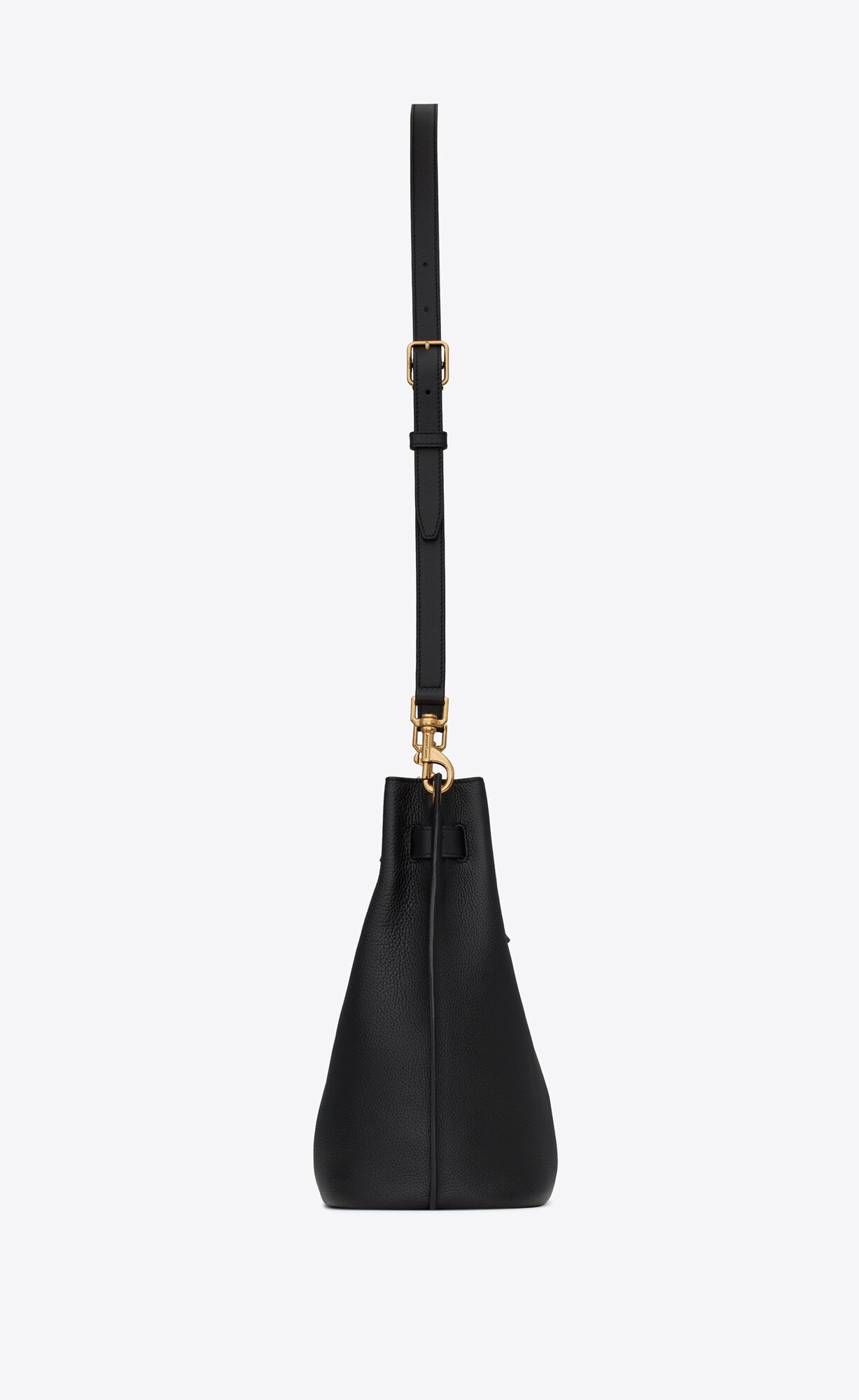 YSL Boucle Bucket Bag In Grained Leather Black | PGMYB4352