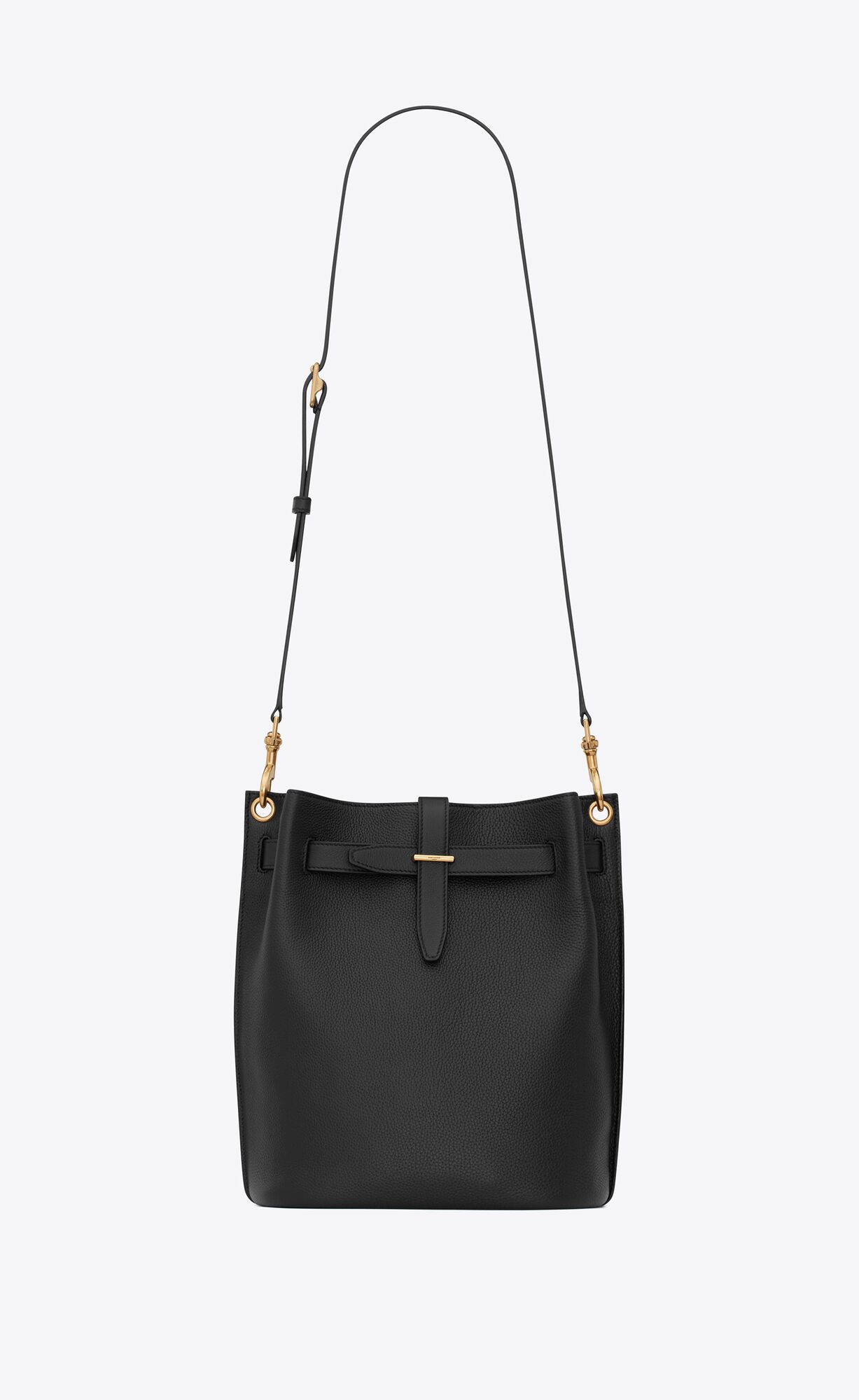 YSL Boucle Bucket Bag In Grained Leather Black | PGMYB4352