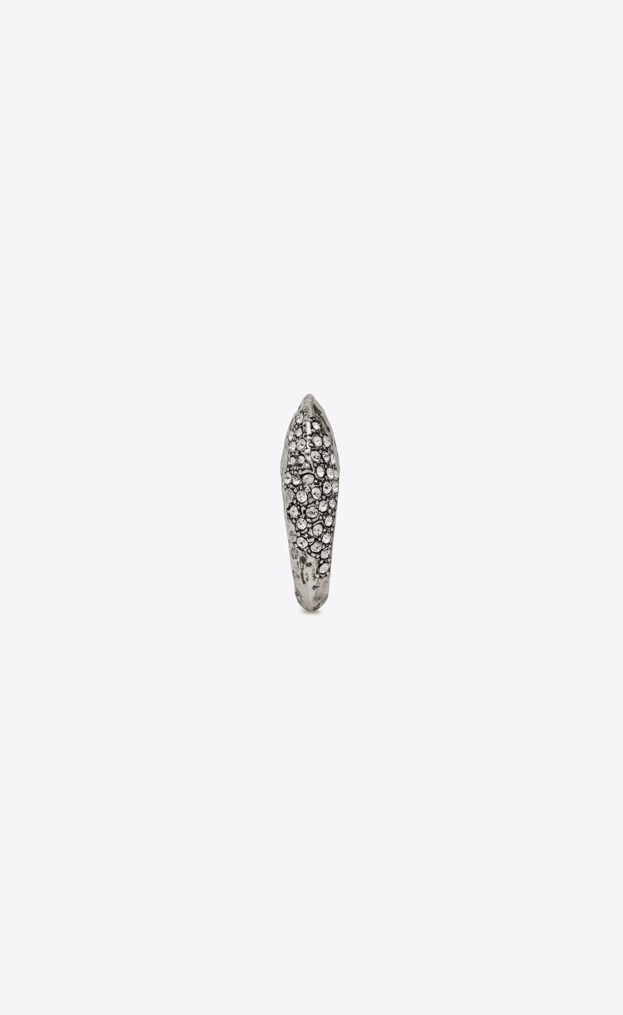 YSL Bumpy Rhinestone Ring In Metal Oxidized Silver And Crystal | YUGFD7516