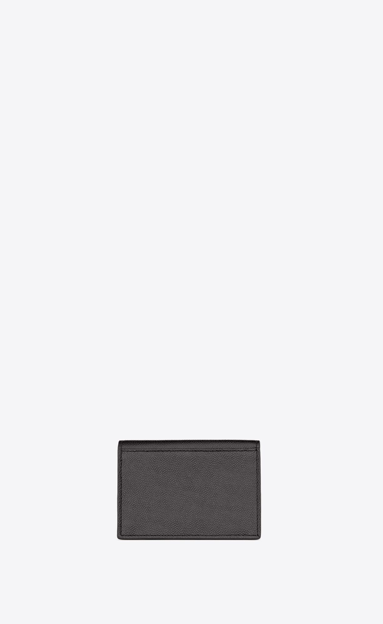 YSL Business Card Holder With Flap In Grain De Poudre-embossed Leather Storm | XGEPS0817